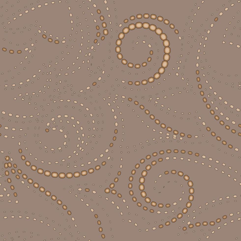 Vector light geometric texture with black stroke on a beige background. Spirals and lines from simple shapes pattern for fabrics or paper.
