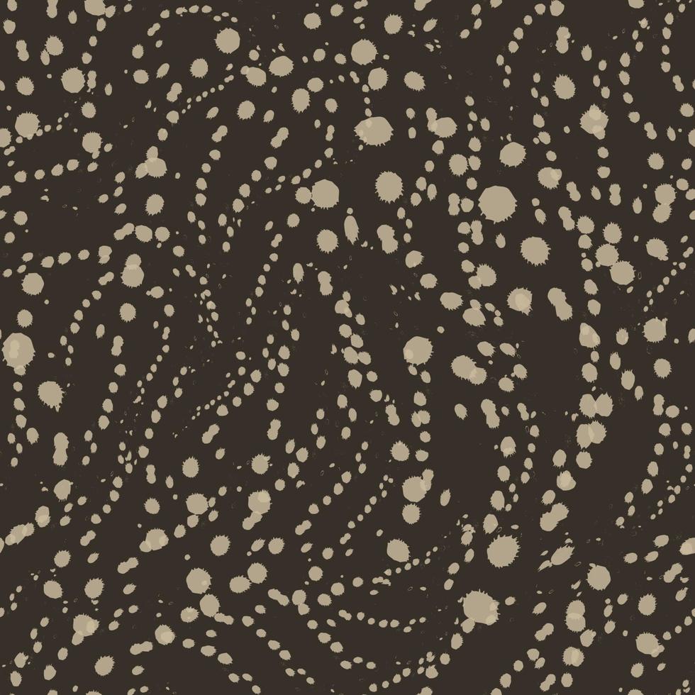 Vector seamless texture of brown color from blots or circles on a dark background. Simple ornament in grunge style