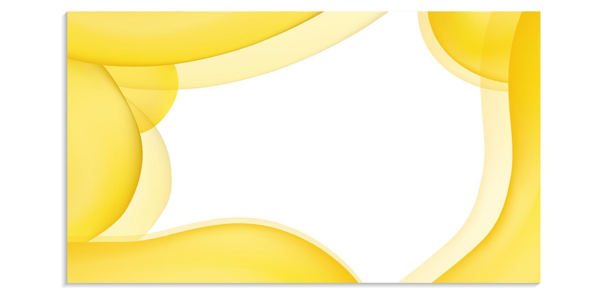 Vector horizontal template for design, flyer, invitation, brochure, advertisement, banner. Blank with yellow bright flowing shapes and white background with place for text