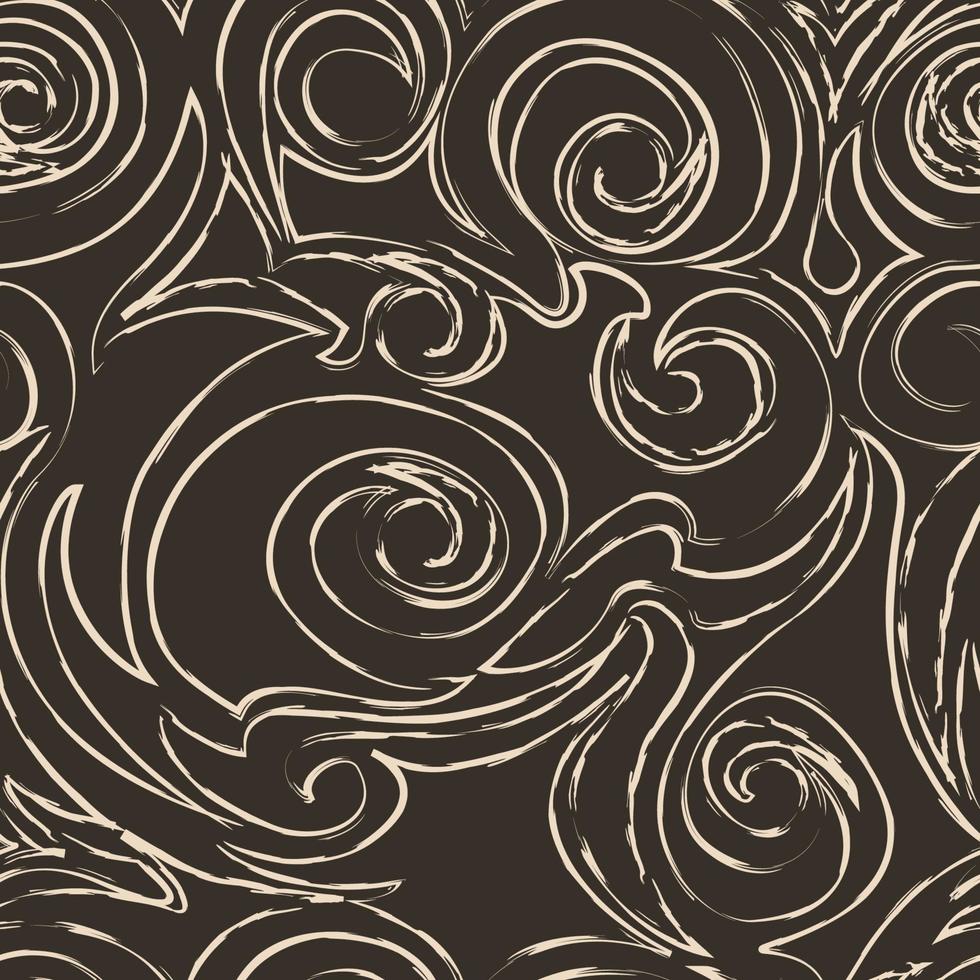 patrón beige de vector transparente de espirales y rizos.