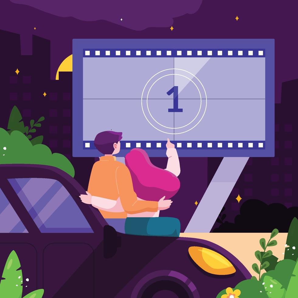 Drive-in Movie Theatre Concept vector