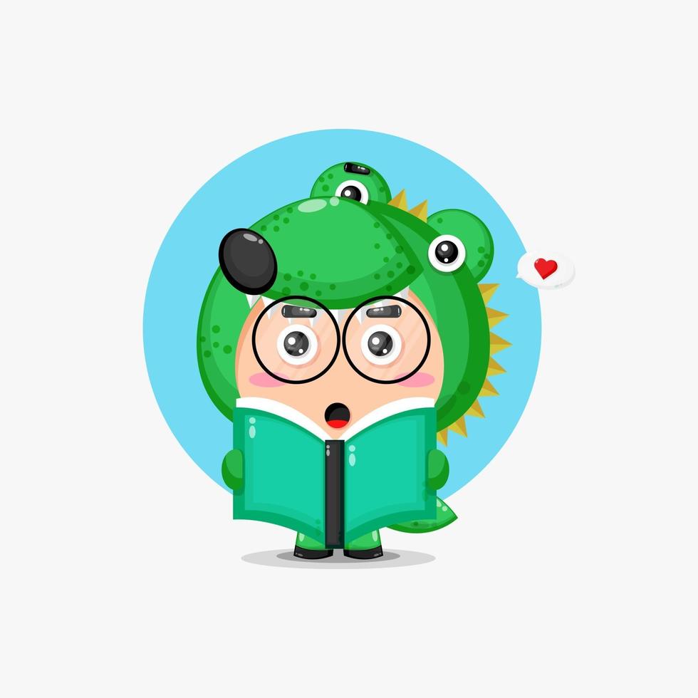 Cute crocodile is reading a book vector