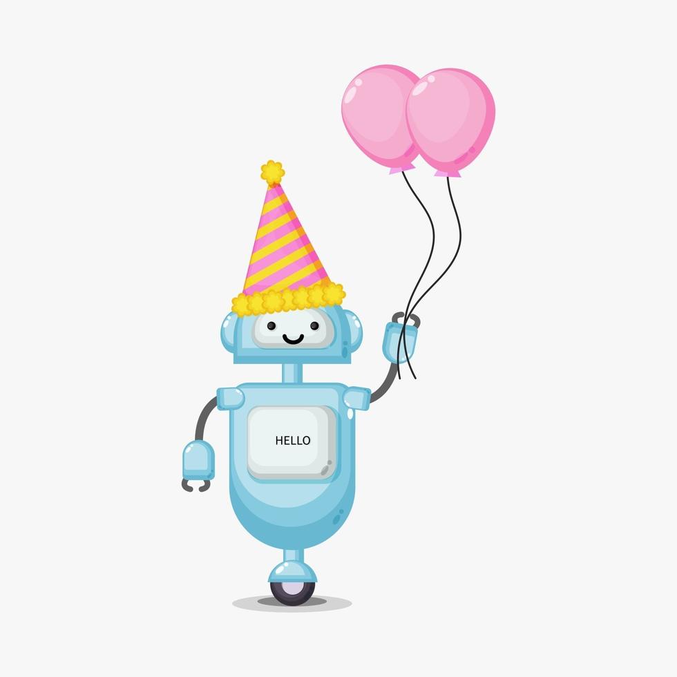 Cute robot celebrating birthday vector