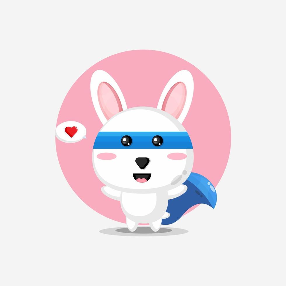 Cute rabbit becomes a super hero vector