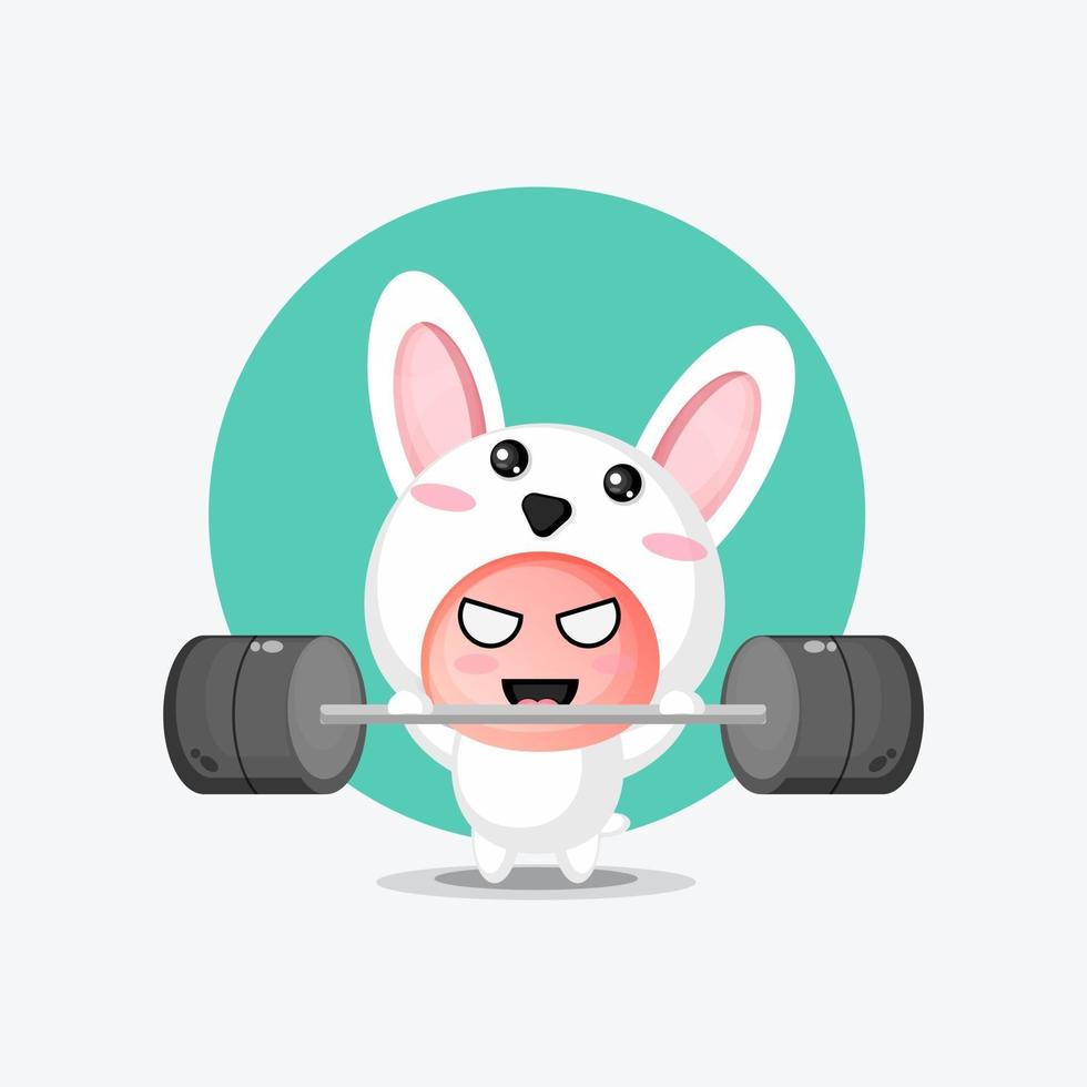 Cute rabbit mascot gym fitness vector