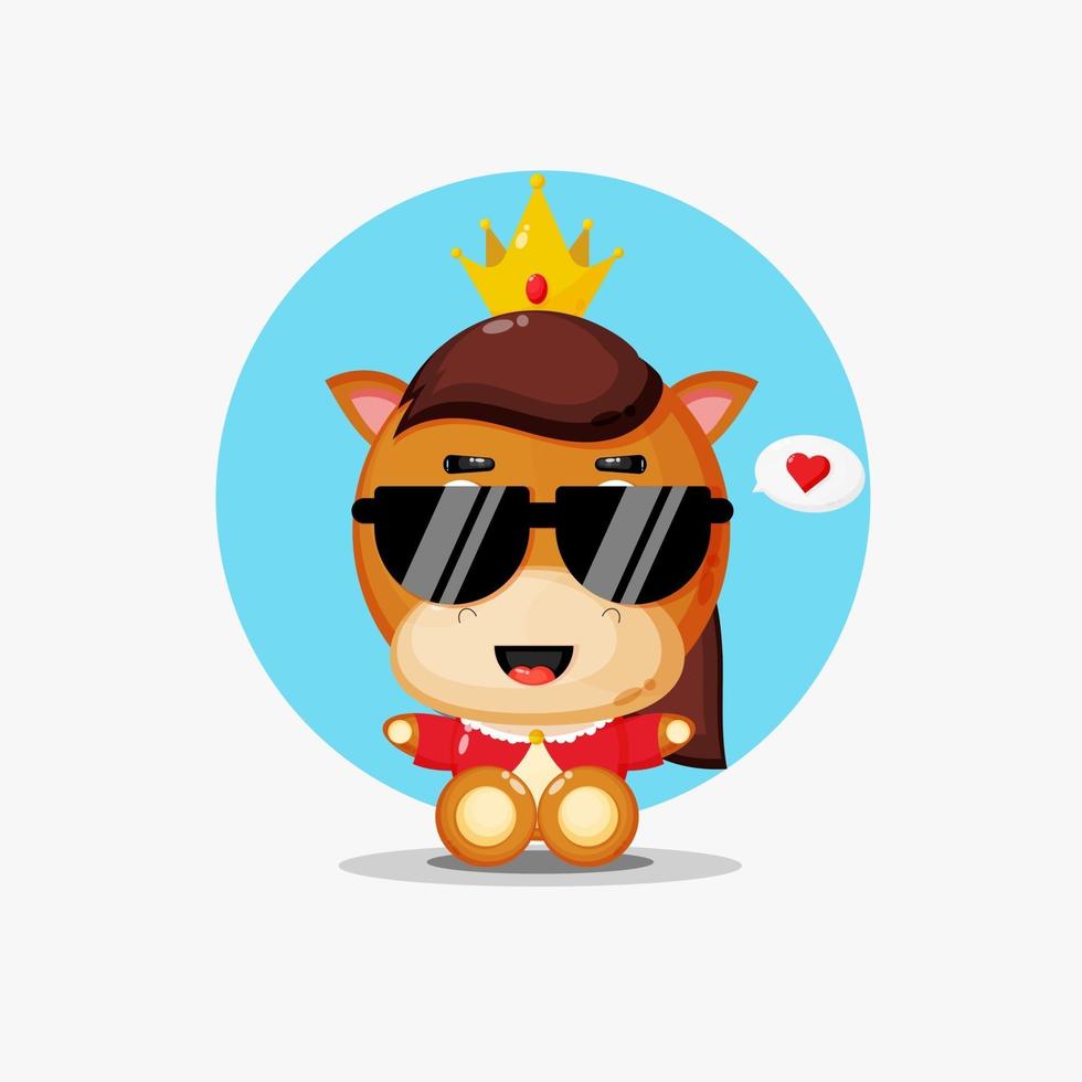 Cute horse king vector