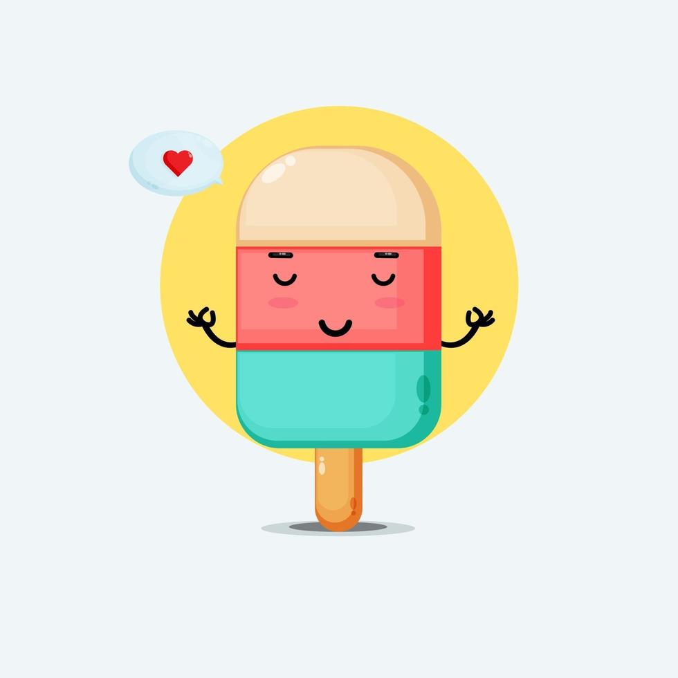 Cute ice cream meditating in a yoga pose vector