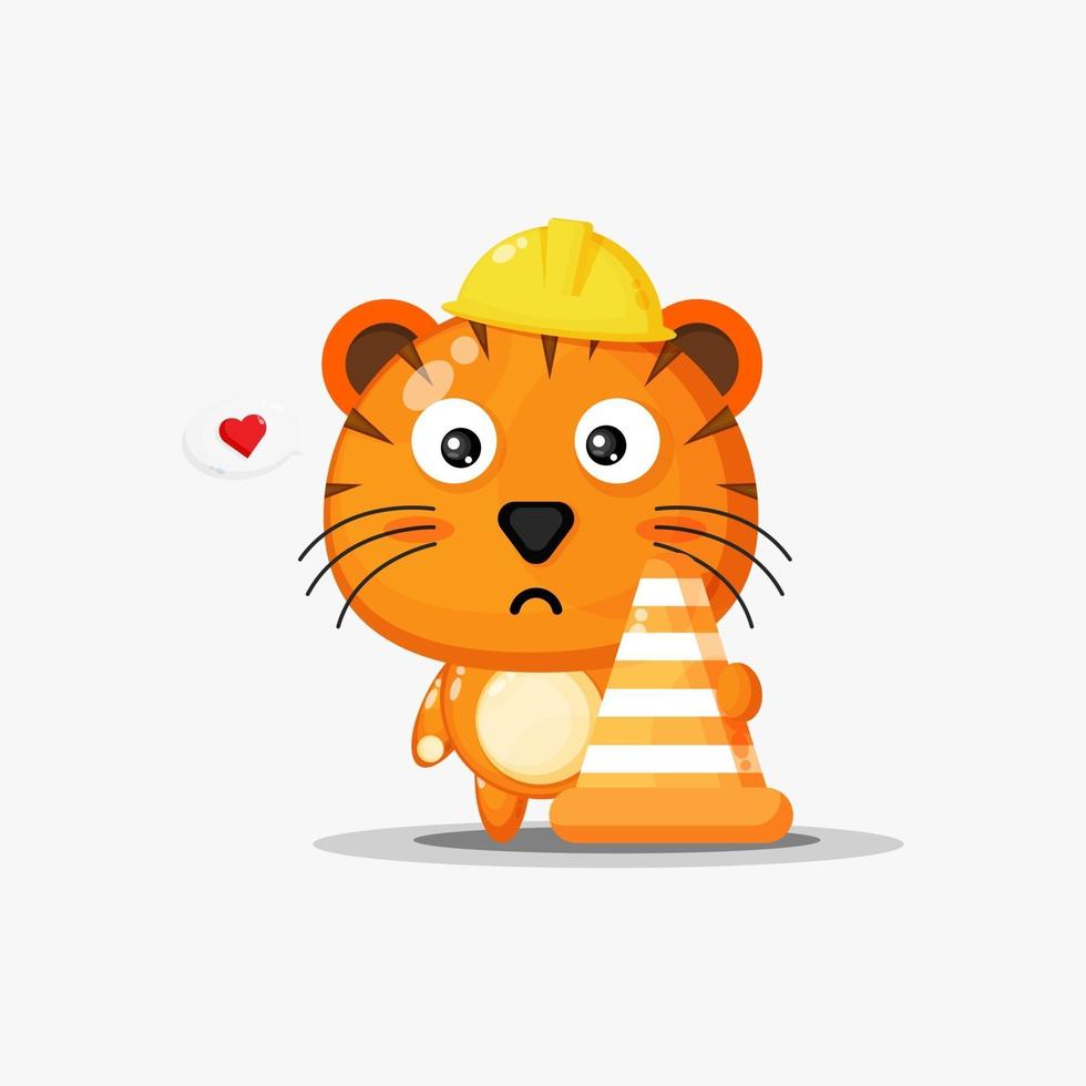 lindo tigre trabaja en construcción vector