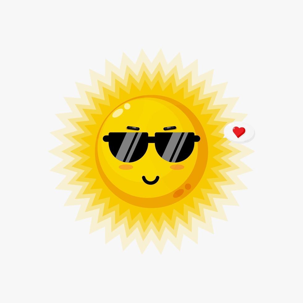 Cute sun wearing glasses vector