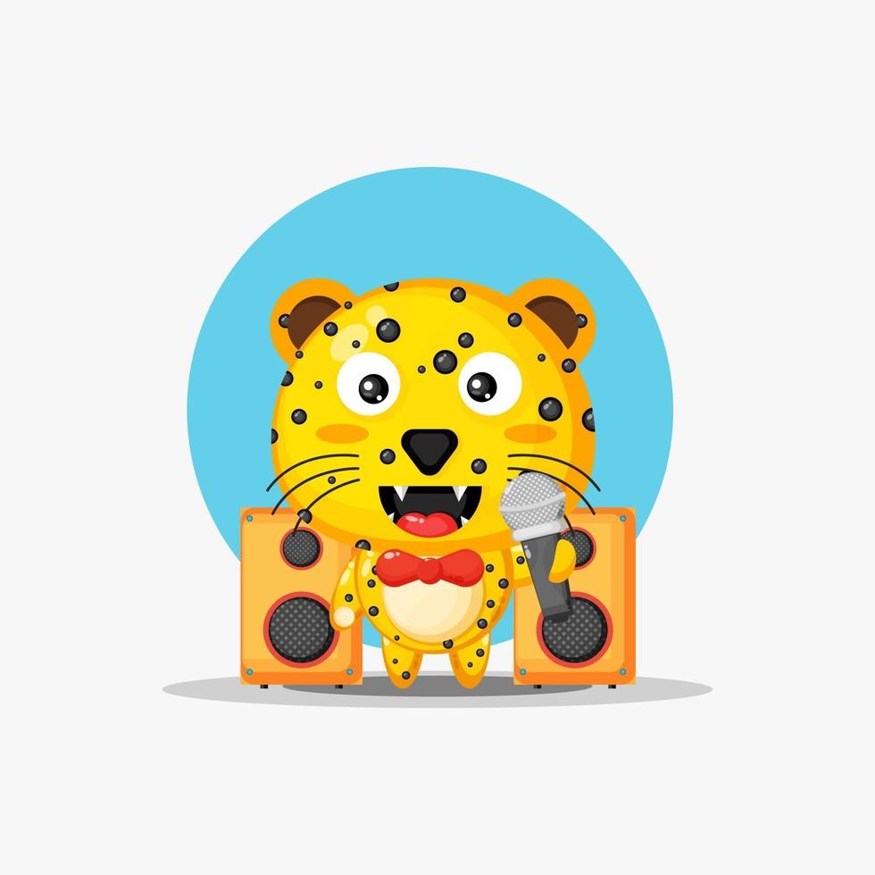 The cute leopard is singing vector