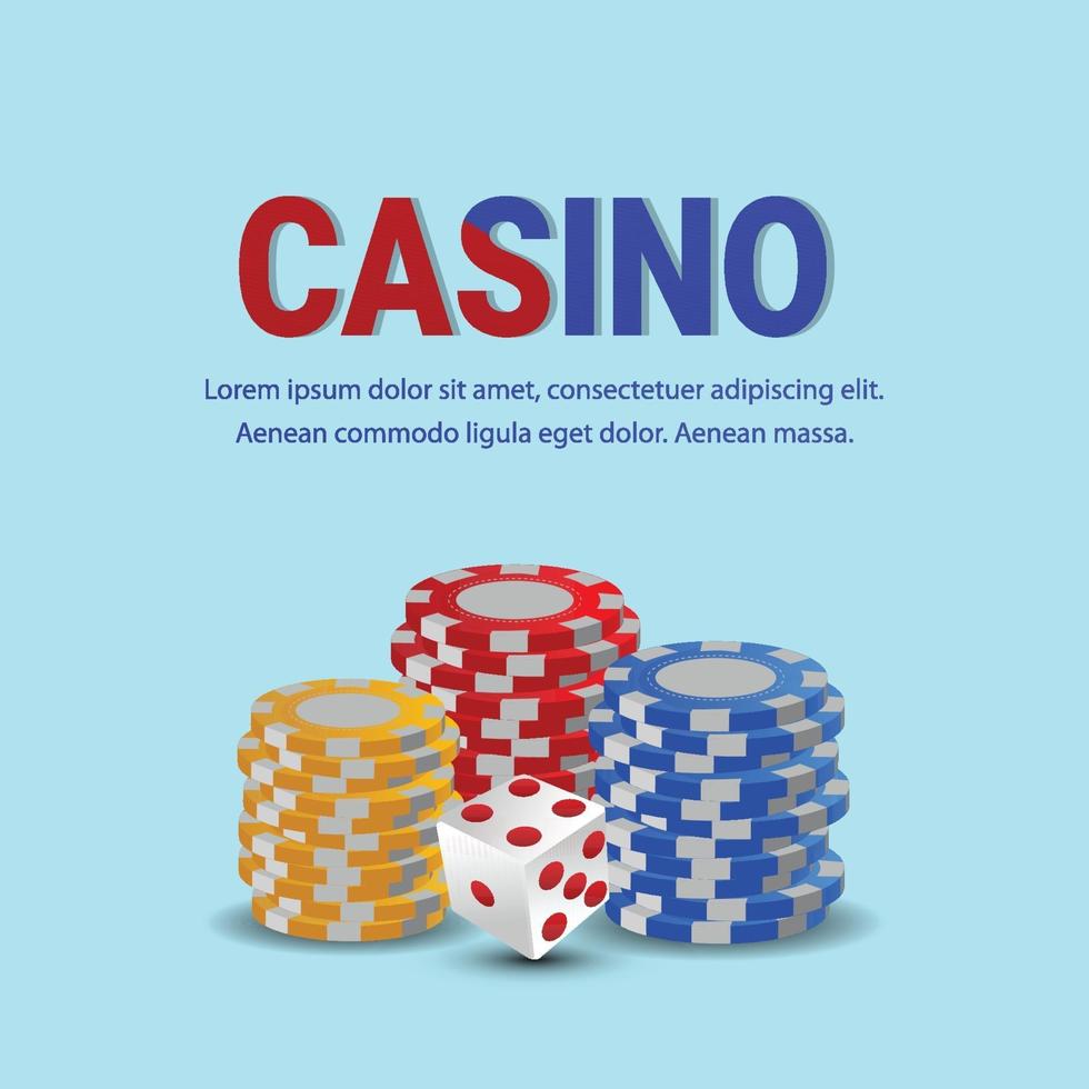 Casino chips and gold coin with playing cards on white background vector