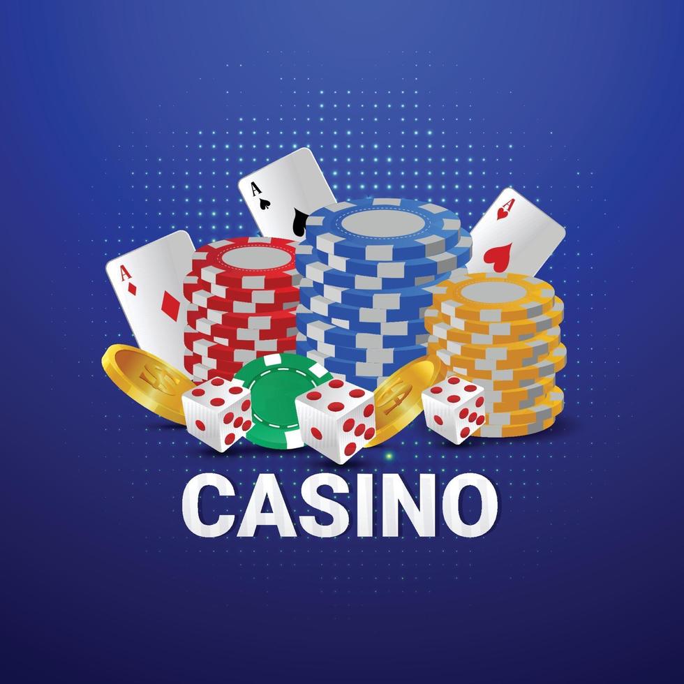 juego de casino en línea con ruleta, fichas de casino y monedas de oro vector