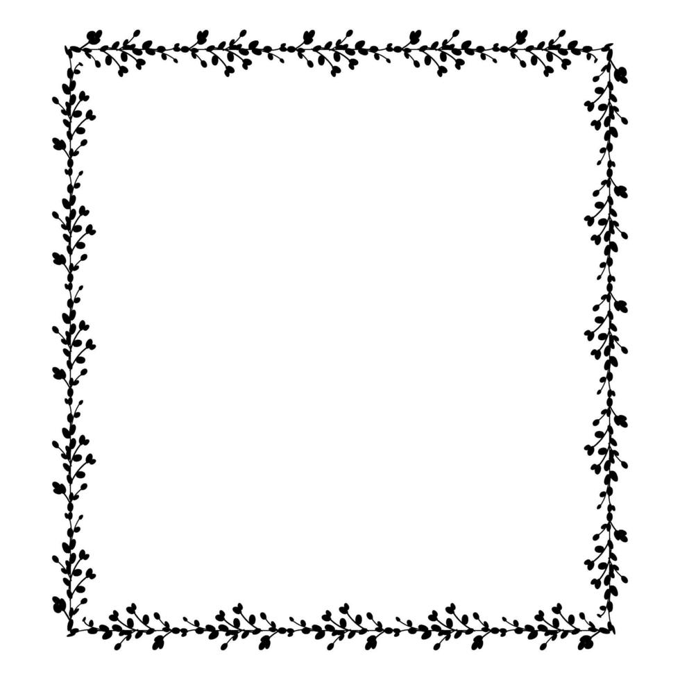 Easter Square frames. Square frame made of willow twigs.Easter wreath made of willow stalks.Vector flat illustration. Design for invitations,printing. Vector illustration