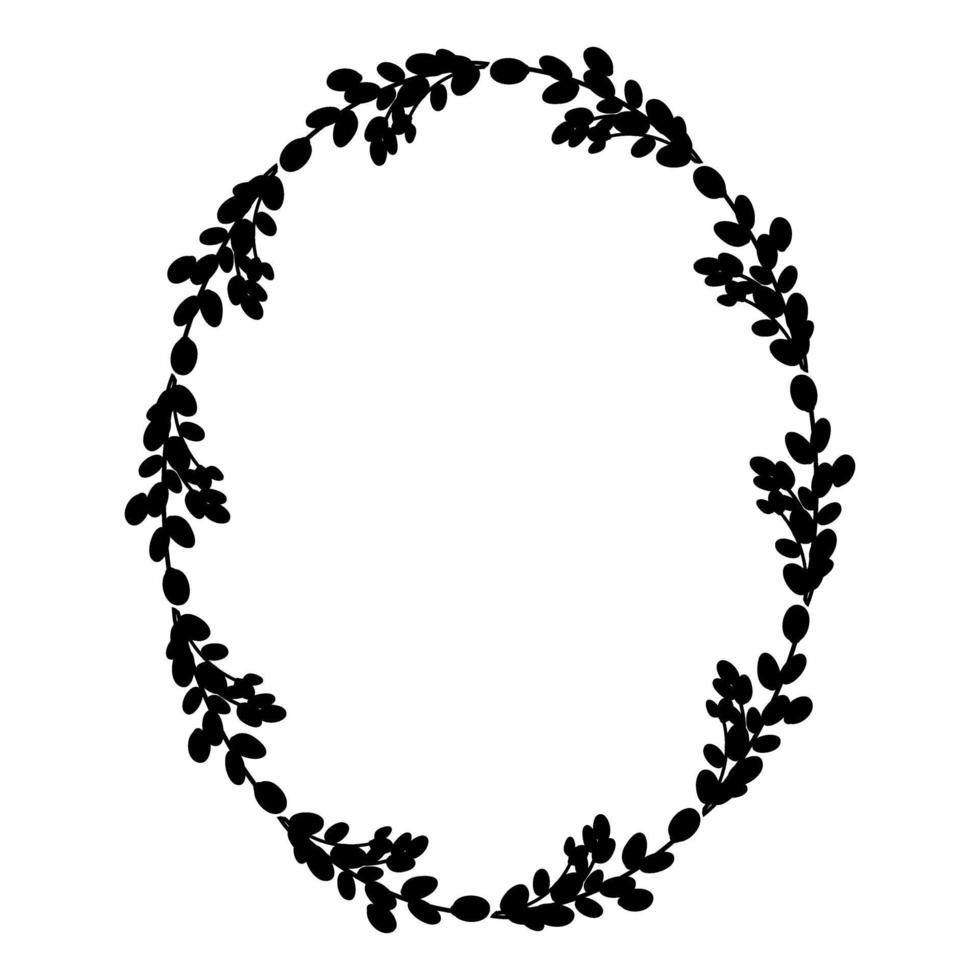 Willow Easter wreath.Oval wreath of willow branches. Vector illustration isolated on a white background. Design for Easter, wedding, spring decor