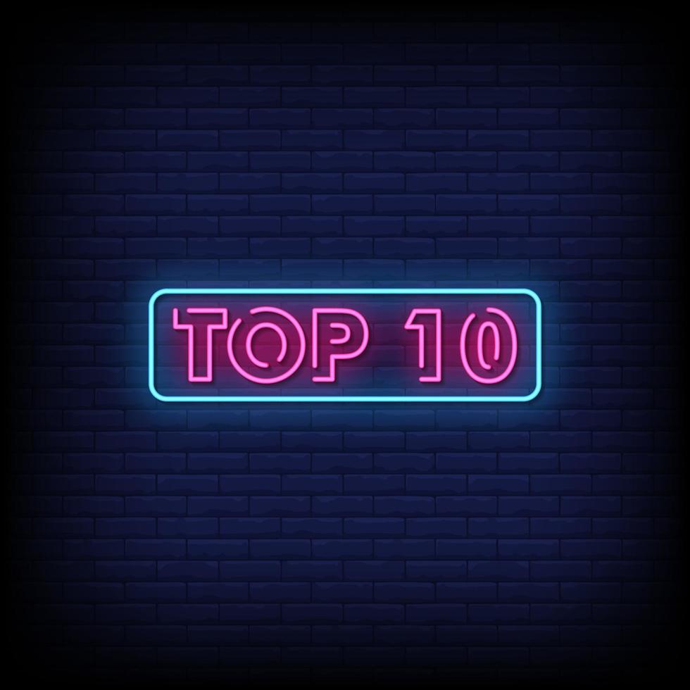 Top 10 Neon Signs Style Text Vector