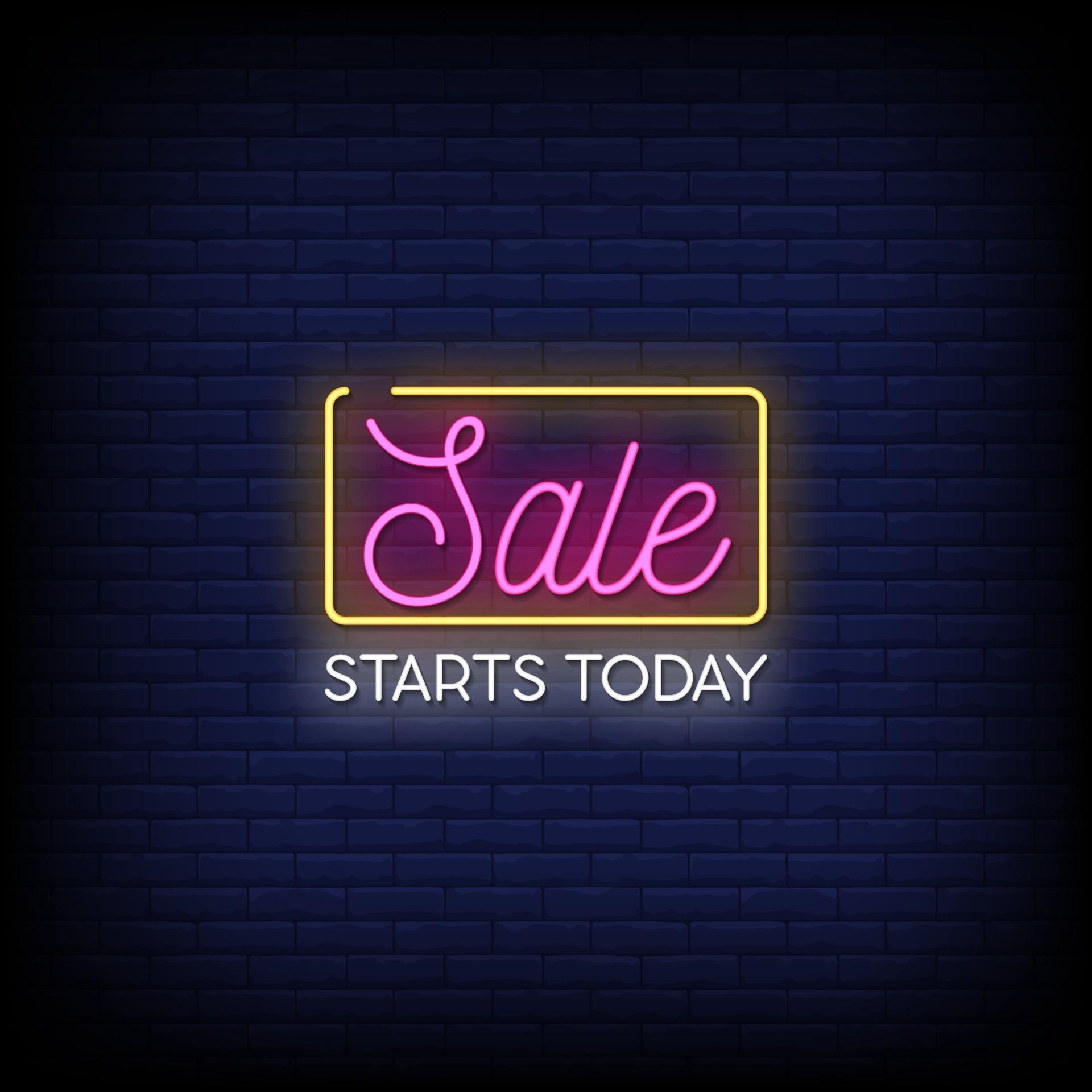 Sale Start Today Neon Signs Style Text Vector 2239362 Vector Art at