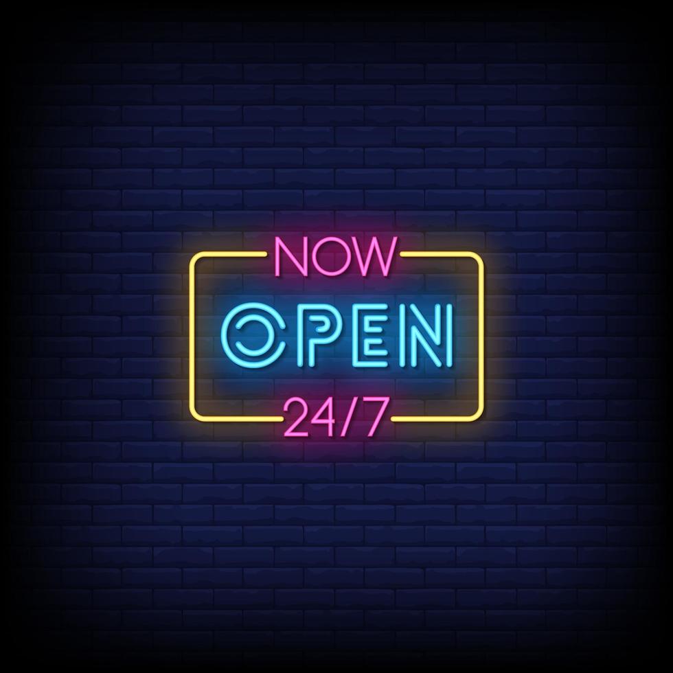 Now Open Neon Signs Style Text Vector