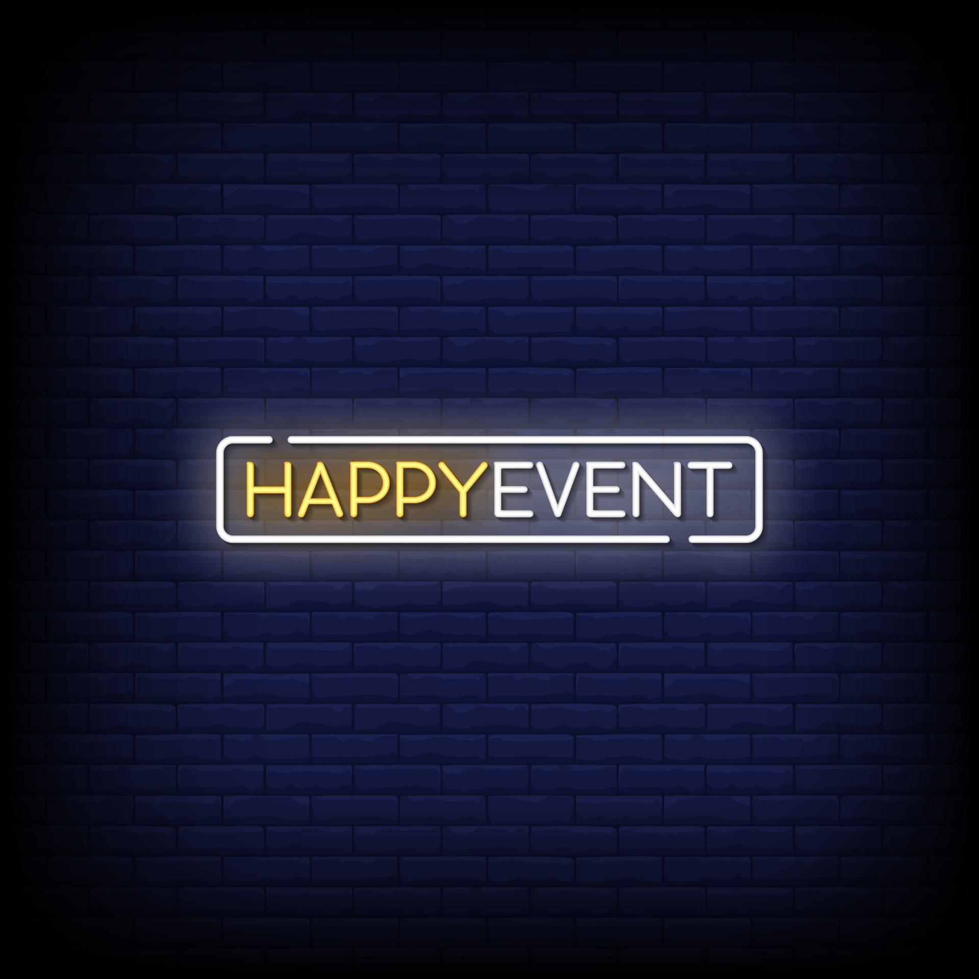 Happy Event Neon Signs Style Text Vector 2239367 Vector Art at Vecteezy