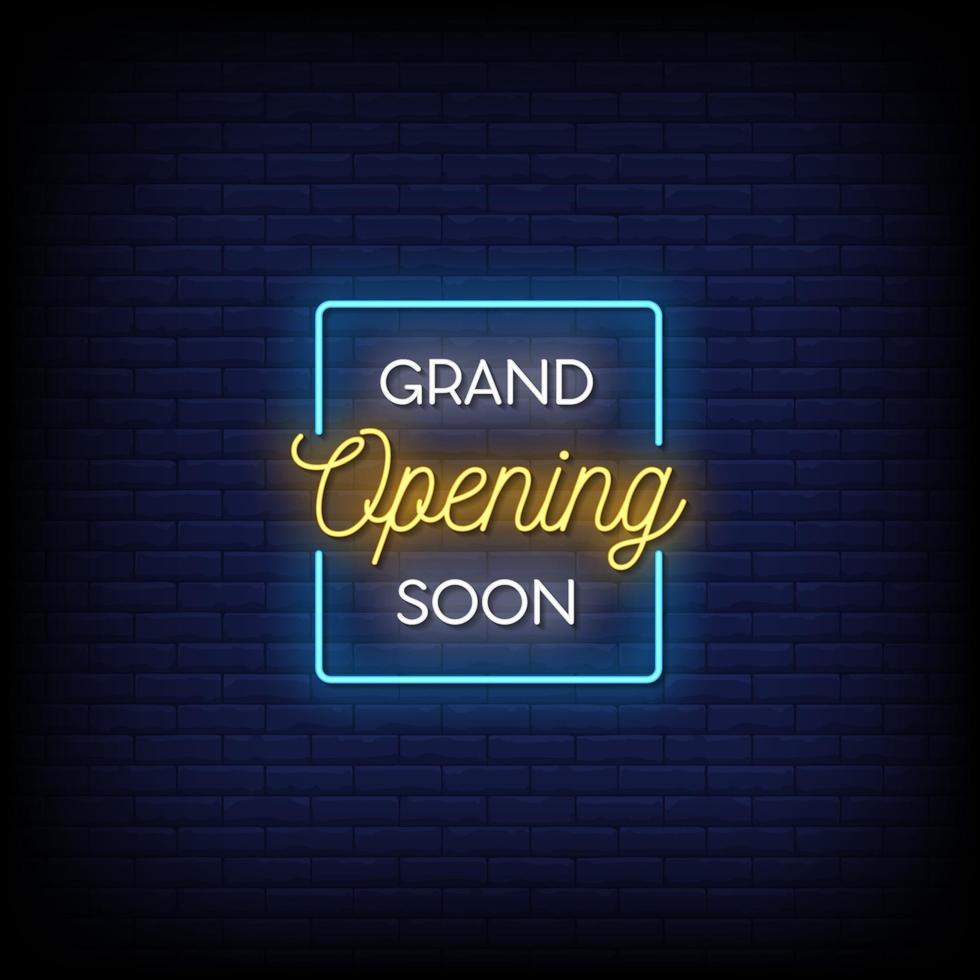 Grand Opening Soon Neon Signs Style Text Vector