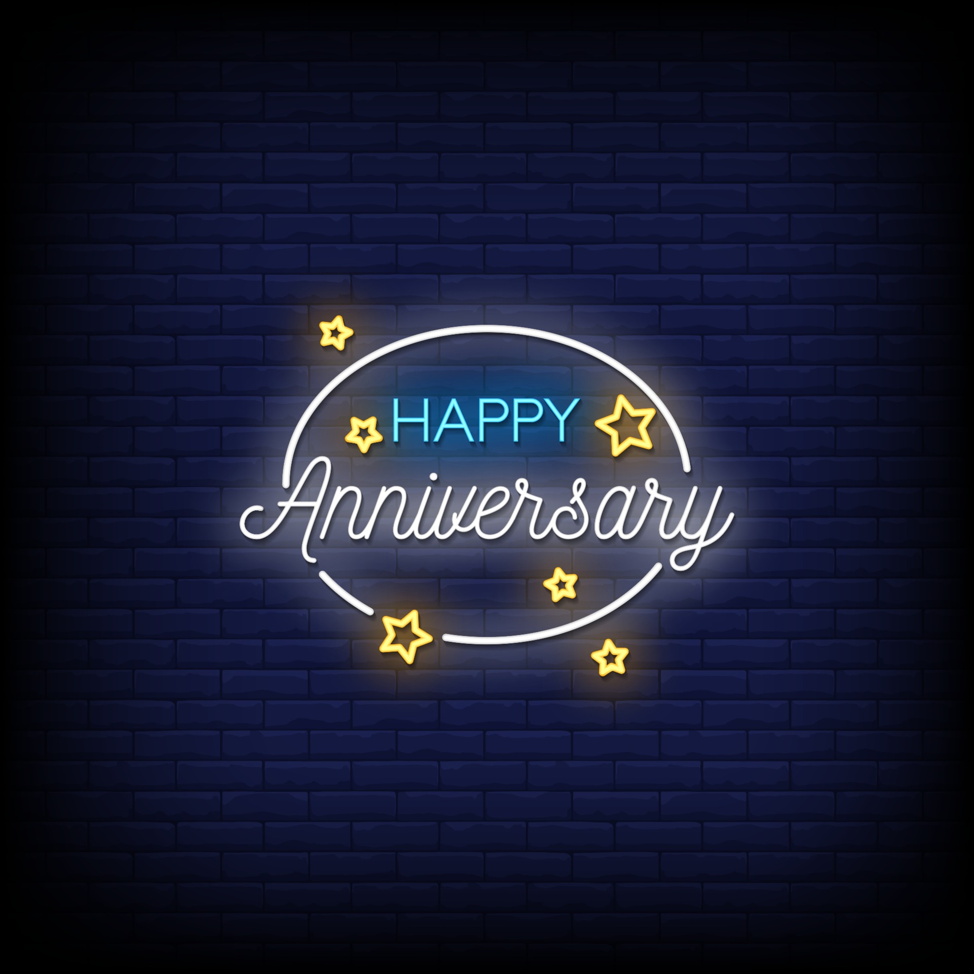 Happy Anniversary Neon Signs Style Text Vector 2239376 Vector Art at