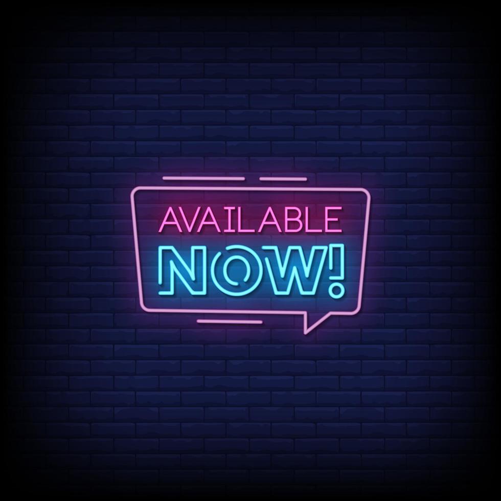 Available Now Neon Signs Style Text Vector