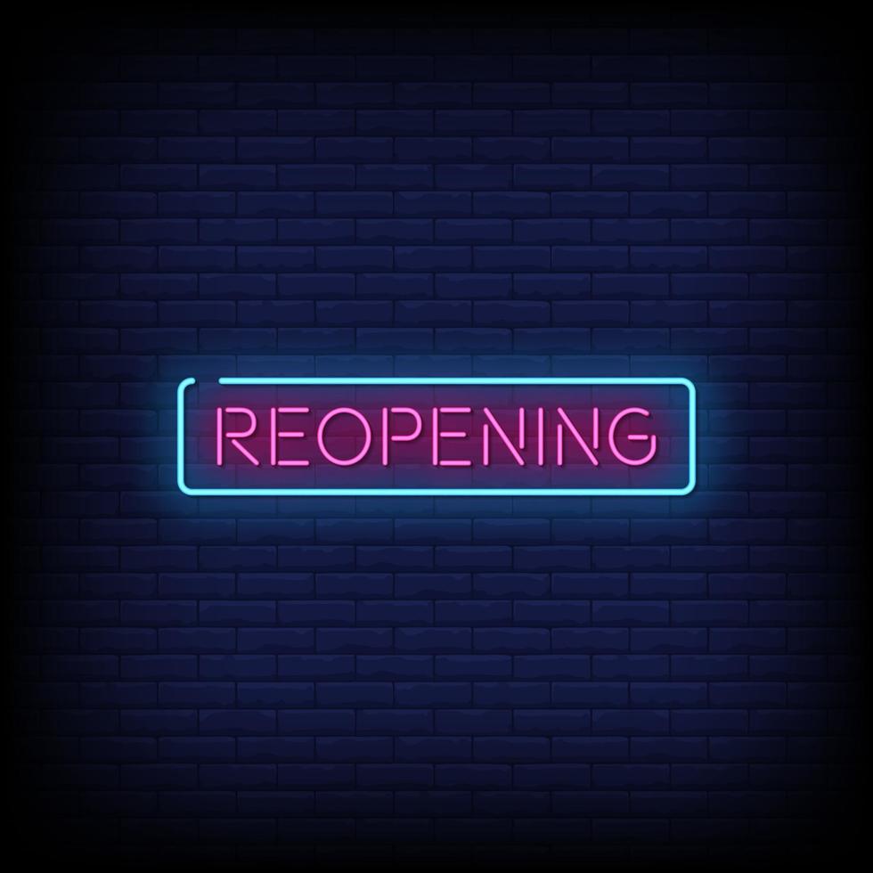 Reopening Neon Signs Style Text Vector