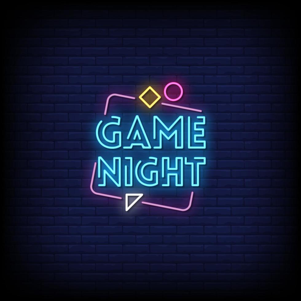 Game Night Neon Signs Style Text Vector