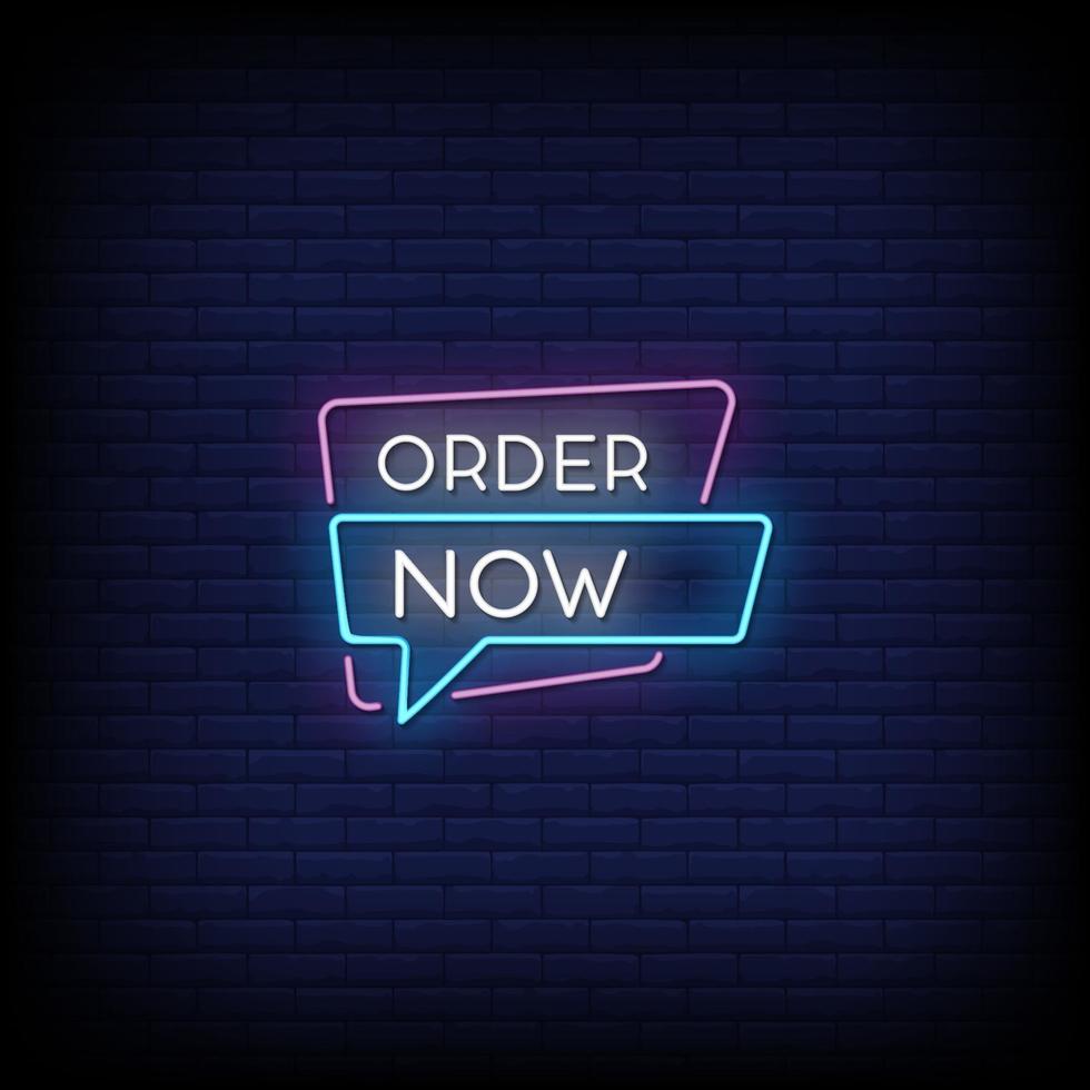 Order Now Neon Signs Style Text Vector