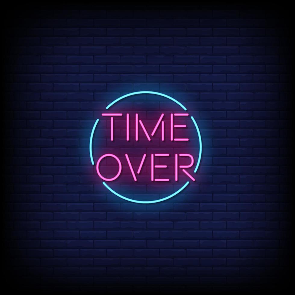 Time Over Neon Signs Style Text Vector