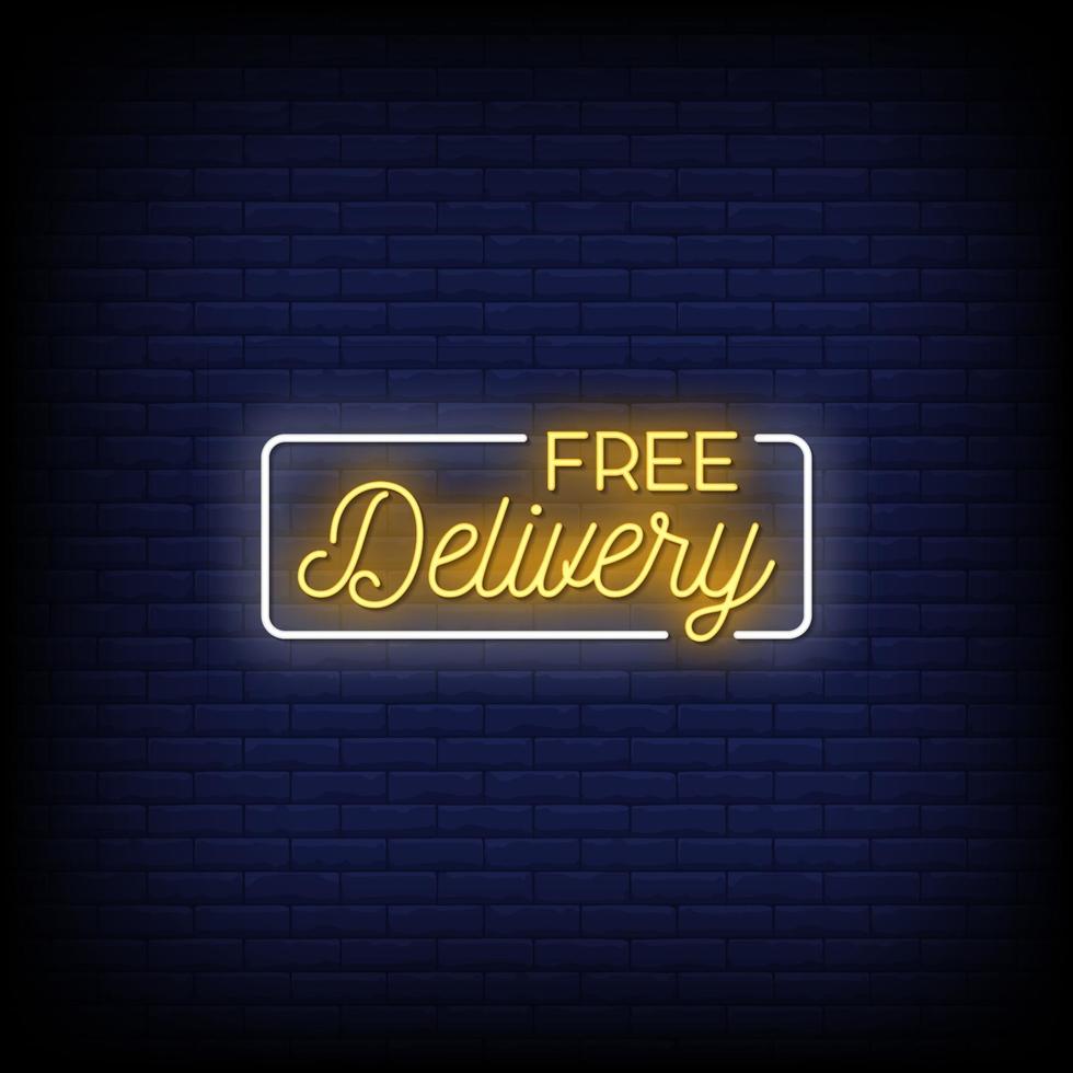 Free Delivery Neon Signs Style Text Vector