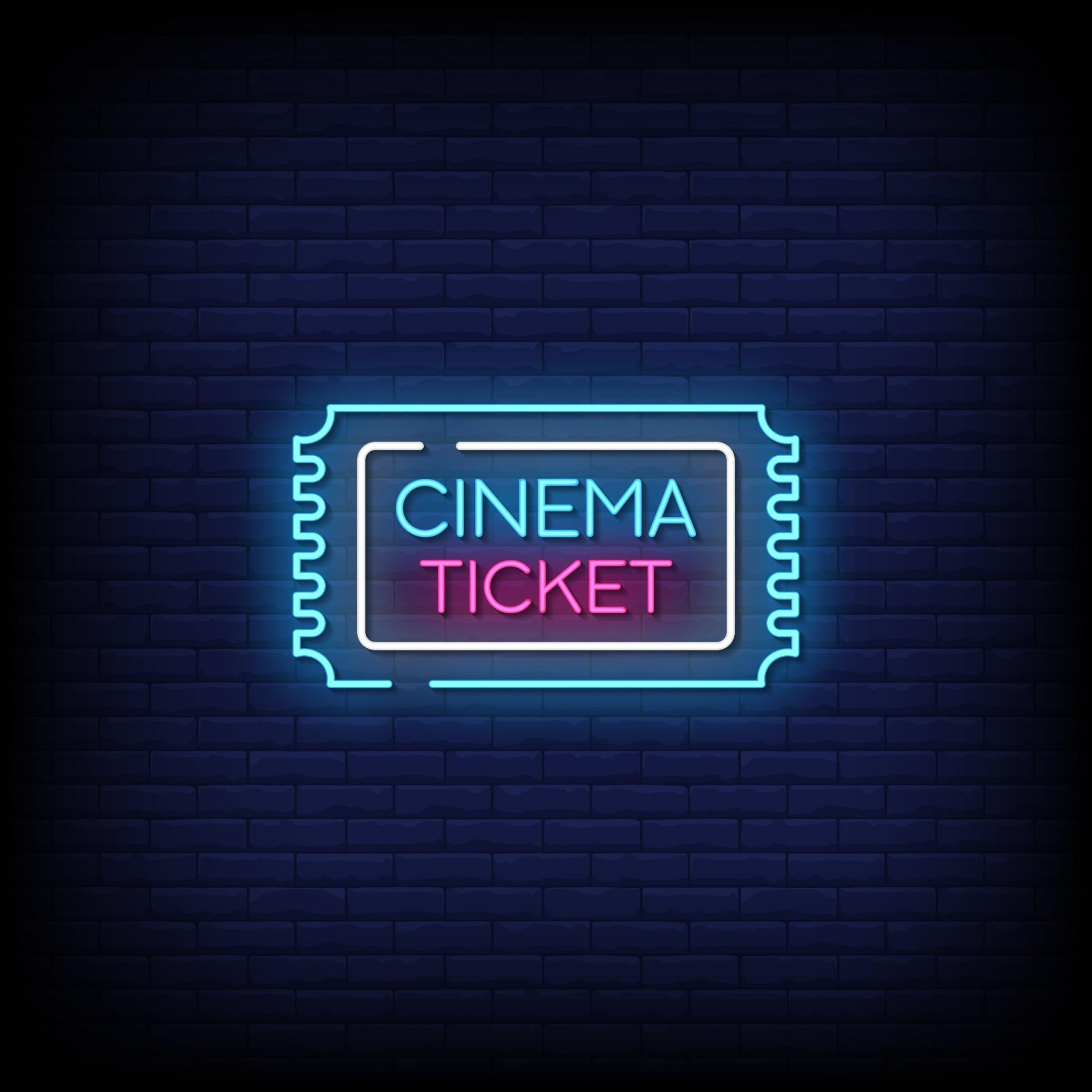 Cinema Ticket Neon Signs Style Text Vector 2239553 Vector Art at Vecteezy