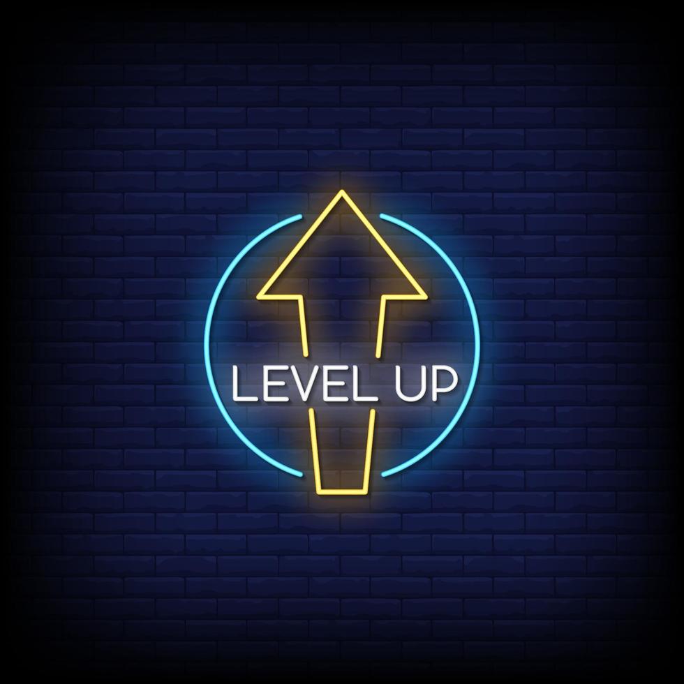 Level Up Neon Signs Style Text Vector