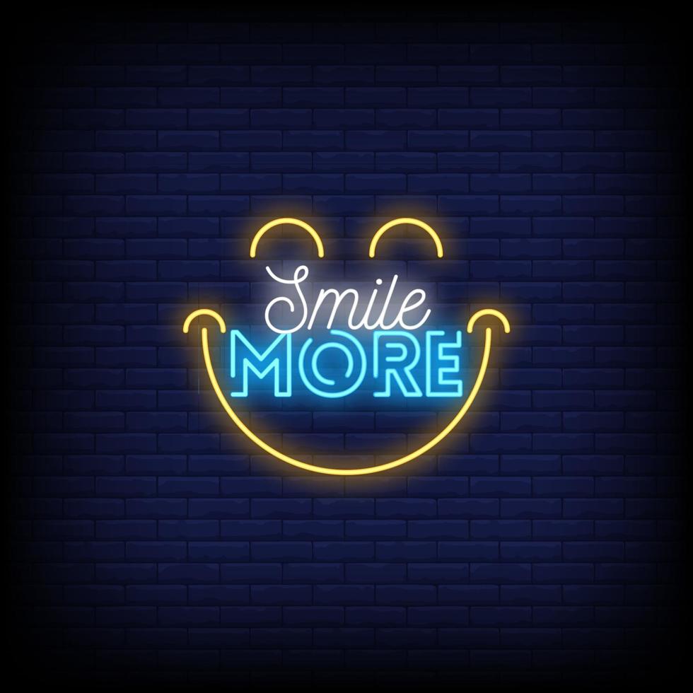 Smile More Neon Signs Style Text Vector