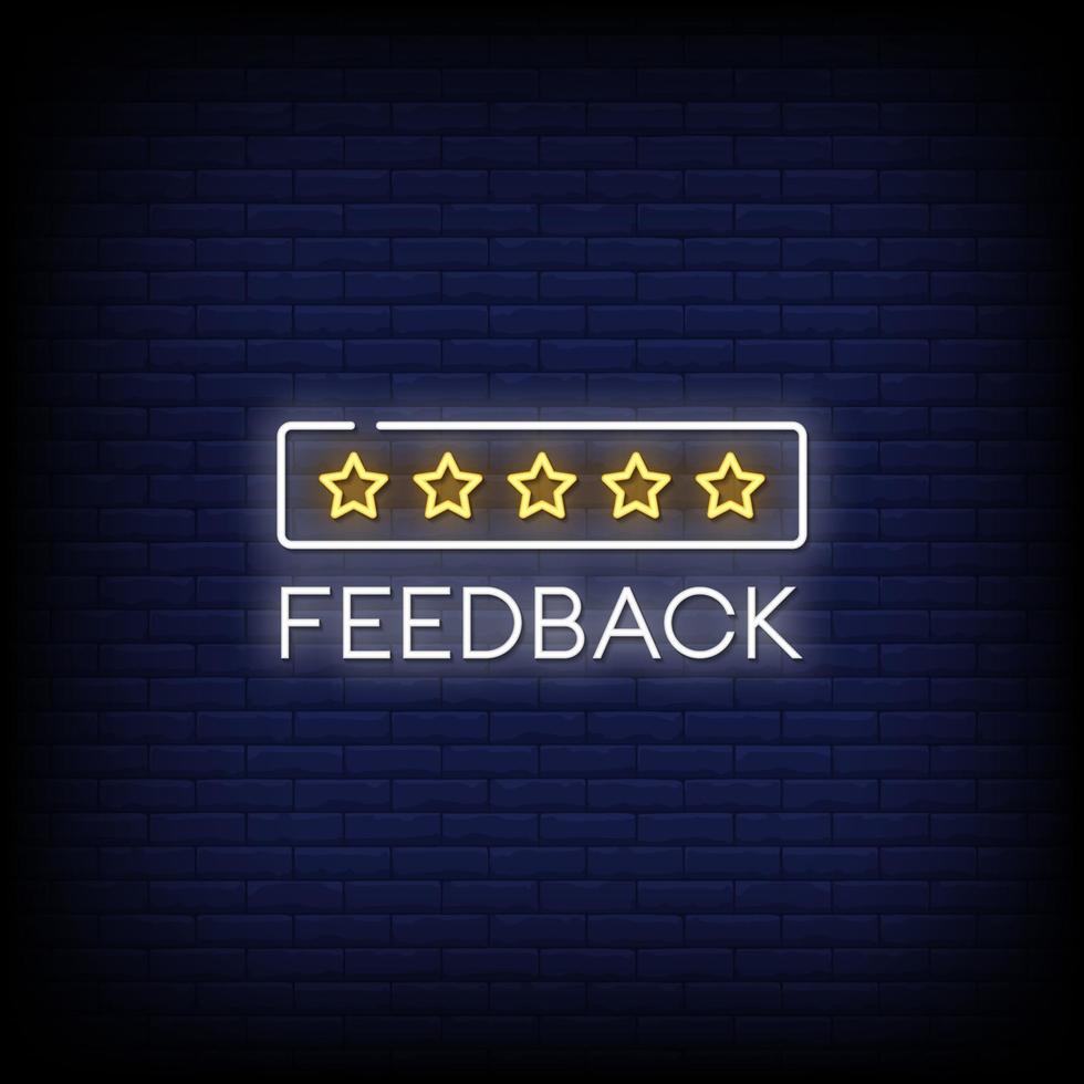 Feedback Neon Signs Style Text Vector