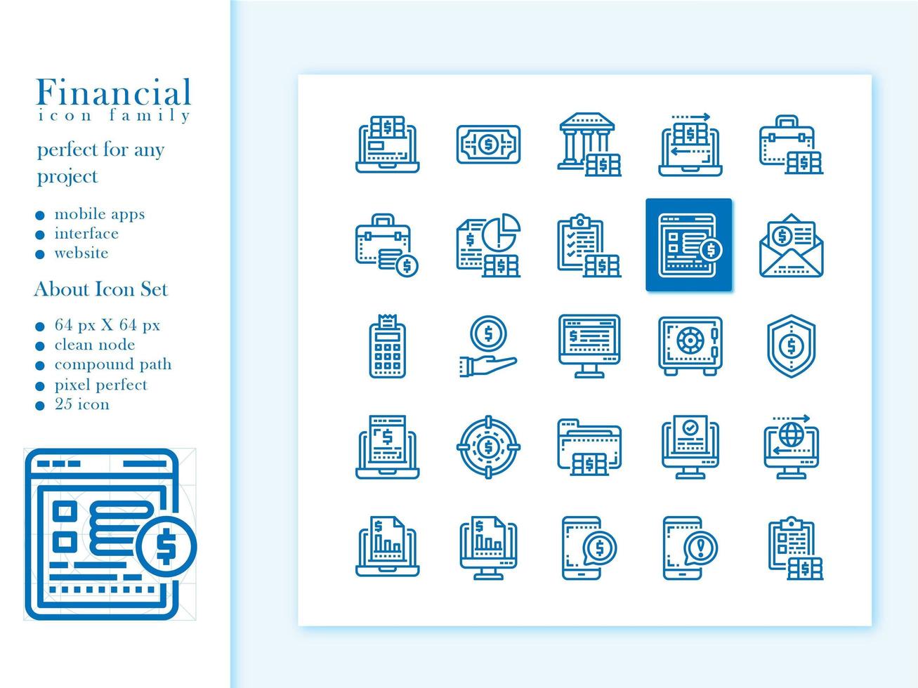 paquete de iconos financiero con esquema de estilo vector