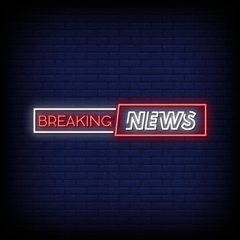 Breaking News Neon Signs Style Text Vector