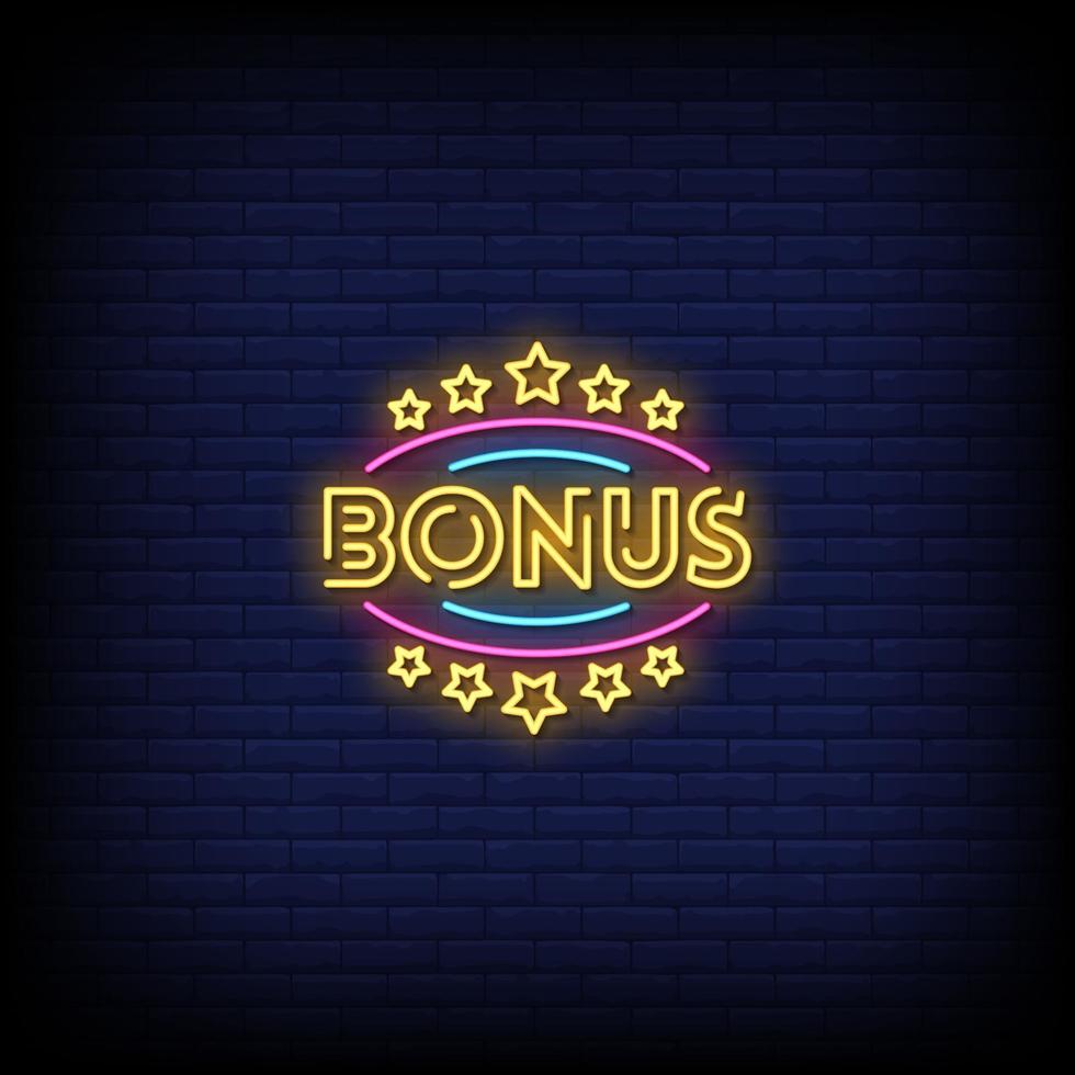 Bonus Neon Signs Style Text Vector