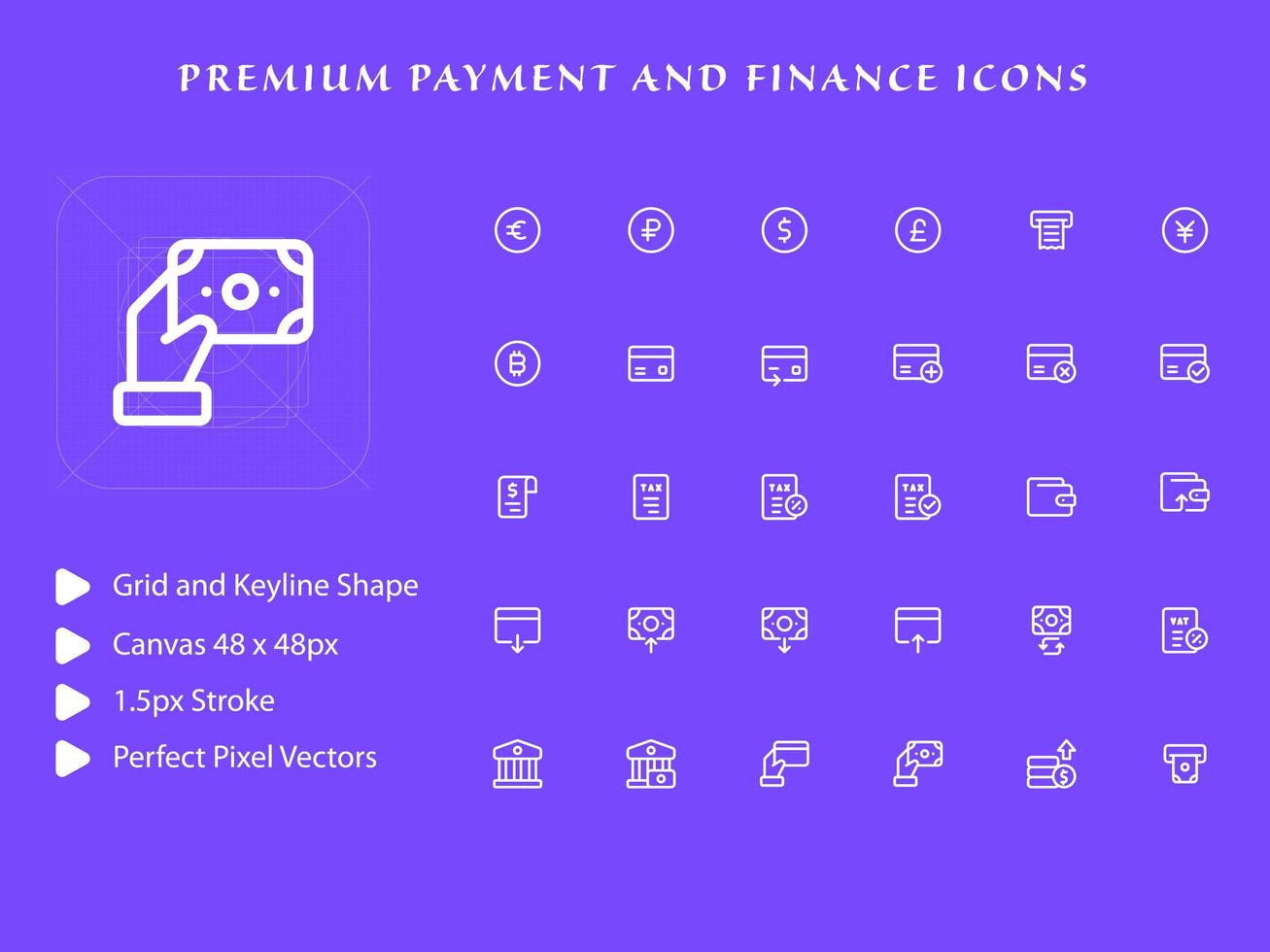 paquete de iconos de pago y finanzas vector