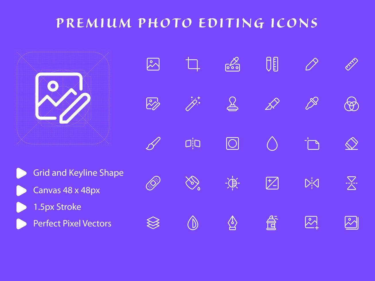 Photo Editing icon pack vector