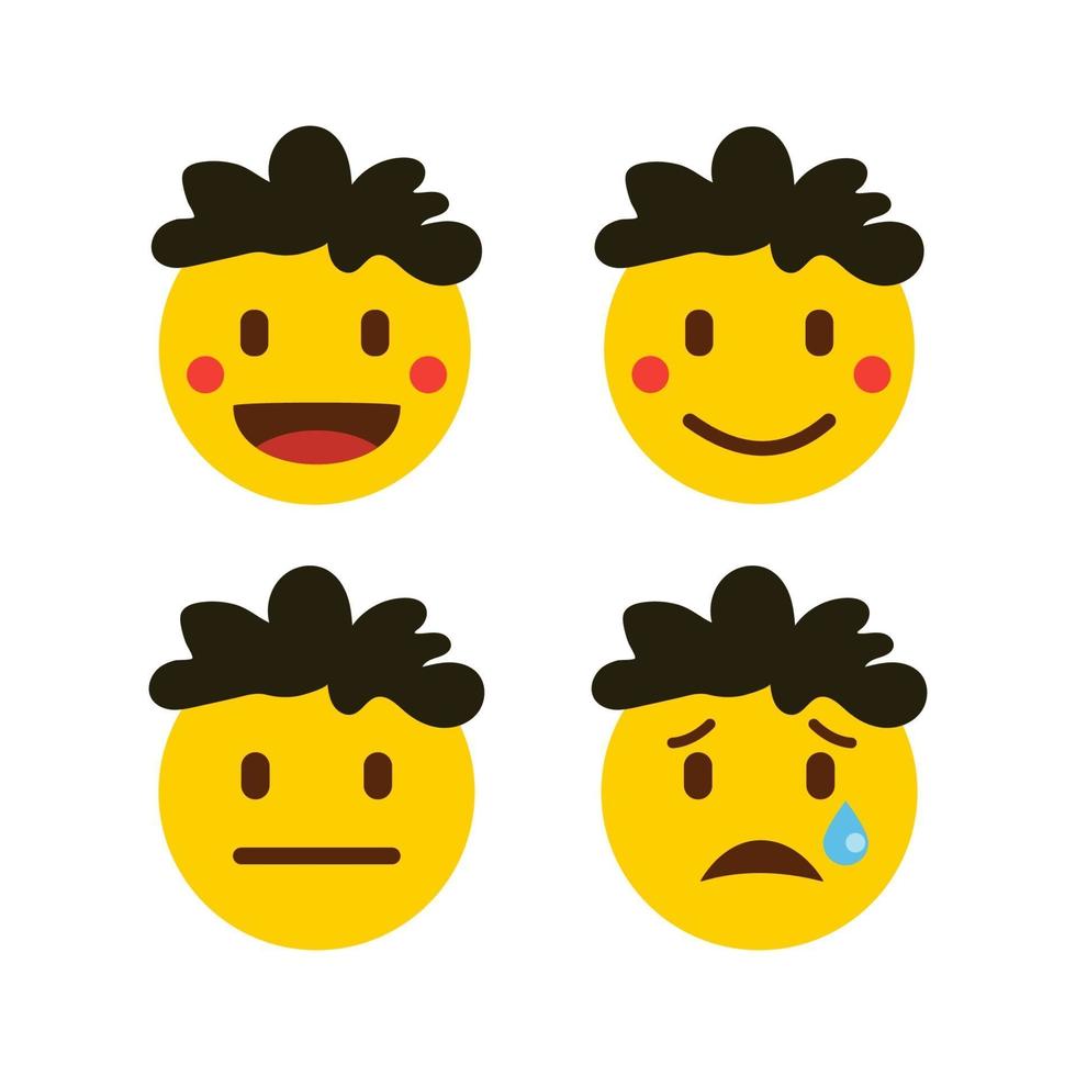 conjunto de iconos de emoticonos planos para redes sociales o aplicaciones. vector