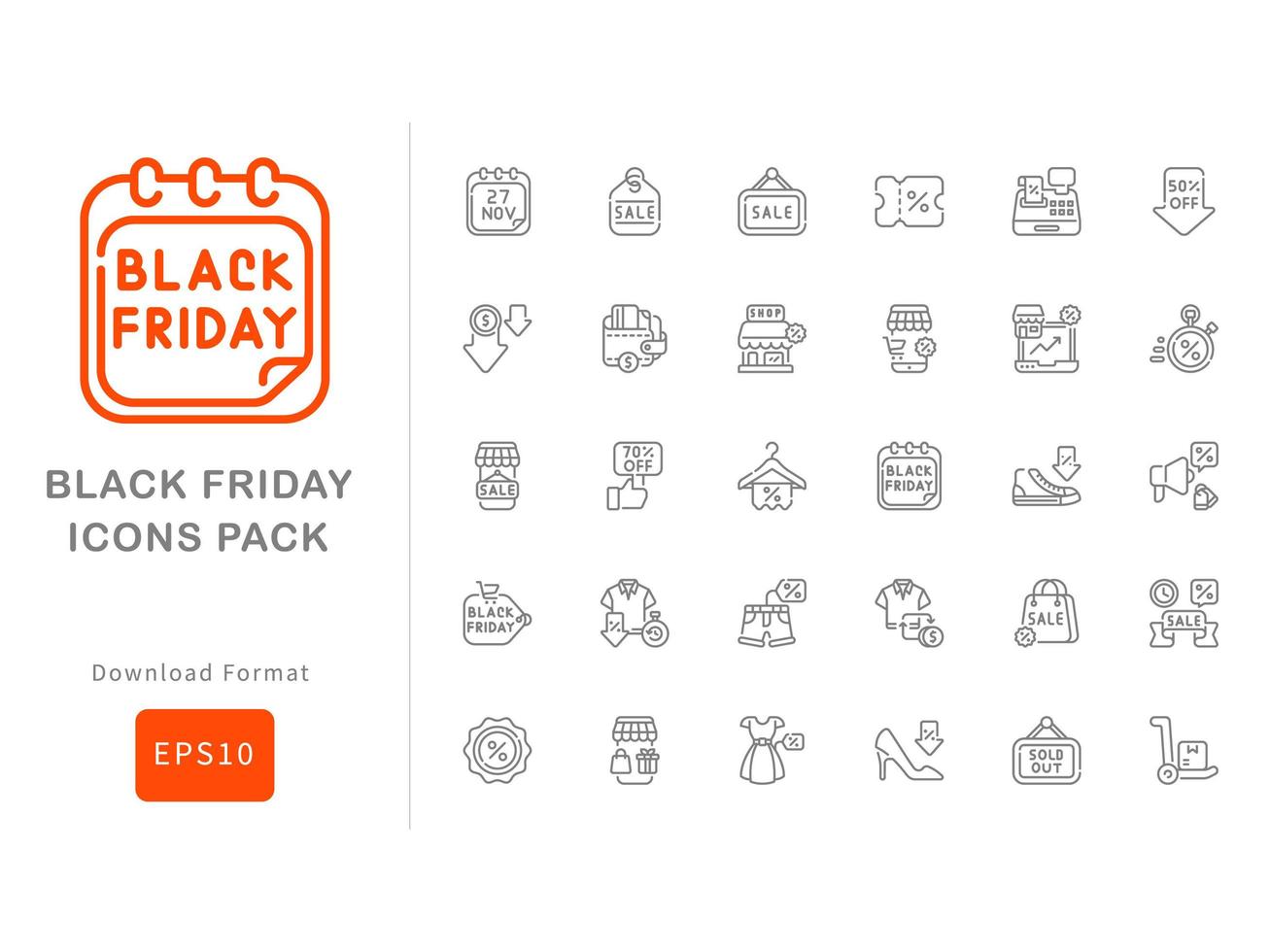 Black friday icon pack  line style vector