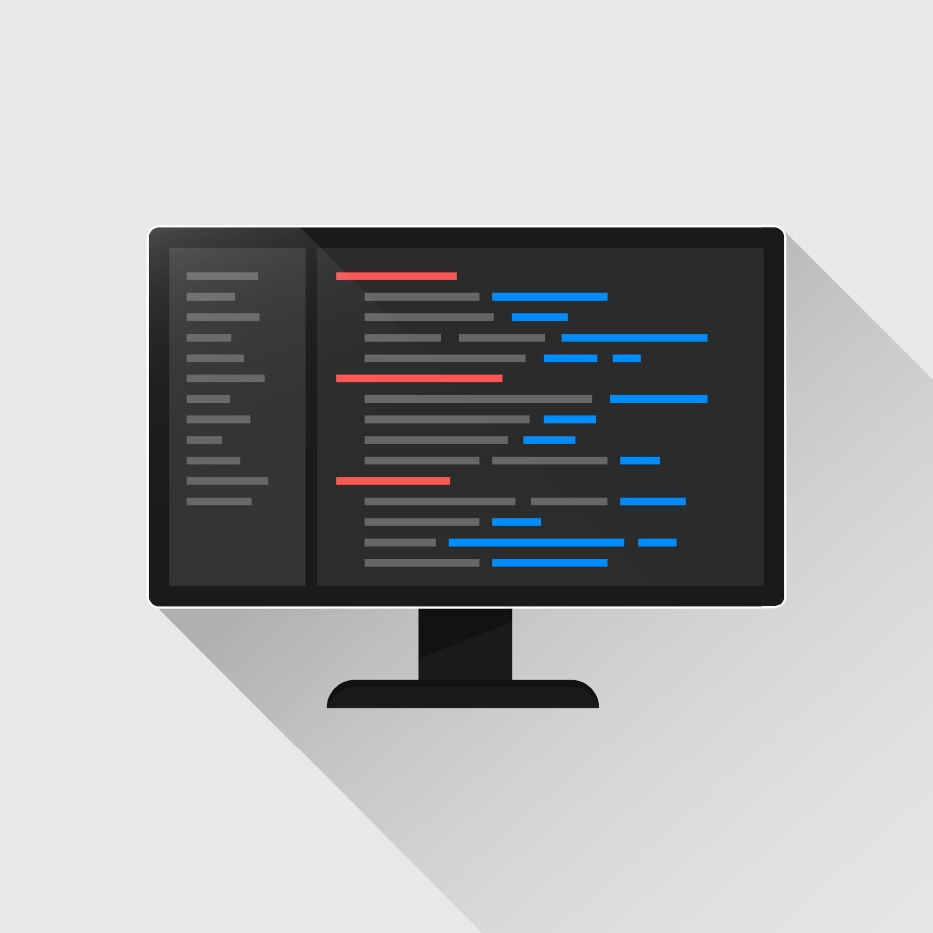 Programming and coding on computer screen. Software developer ...