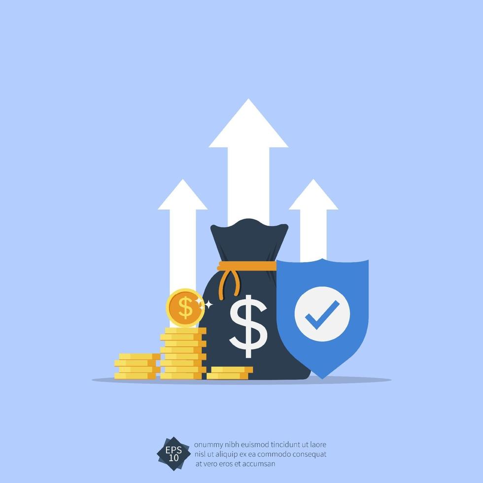 Income protection concept with shield symbol illustration. vector