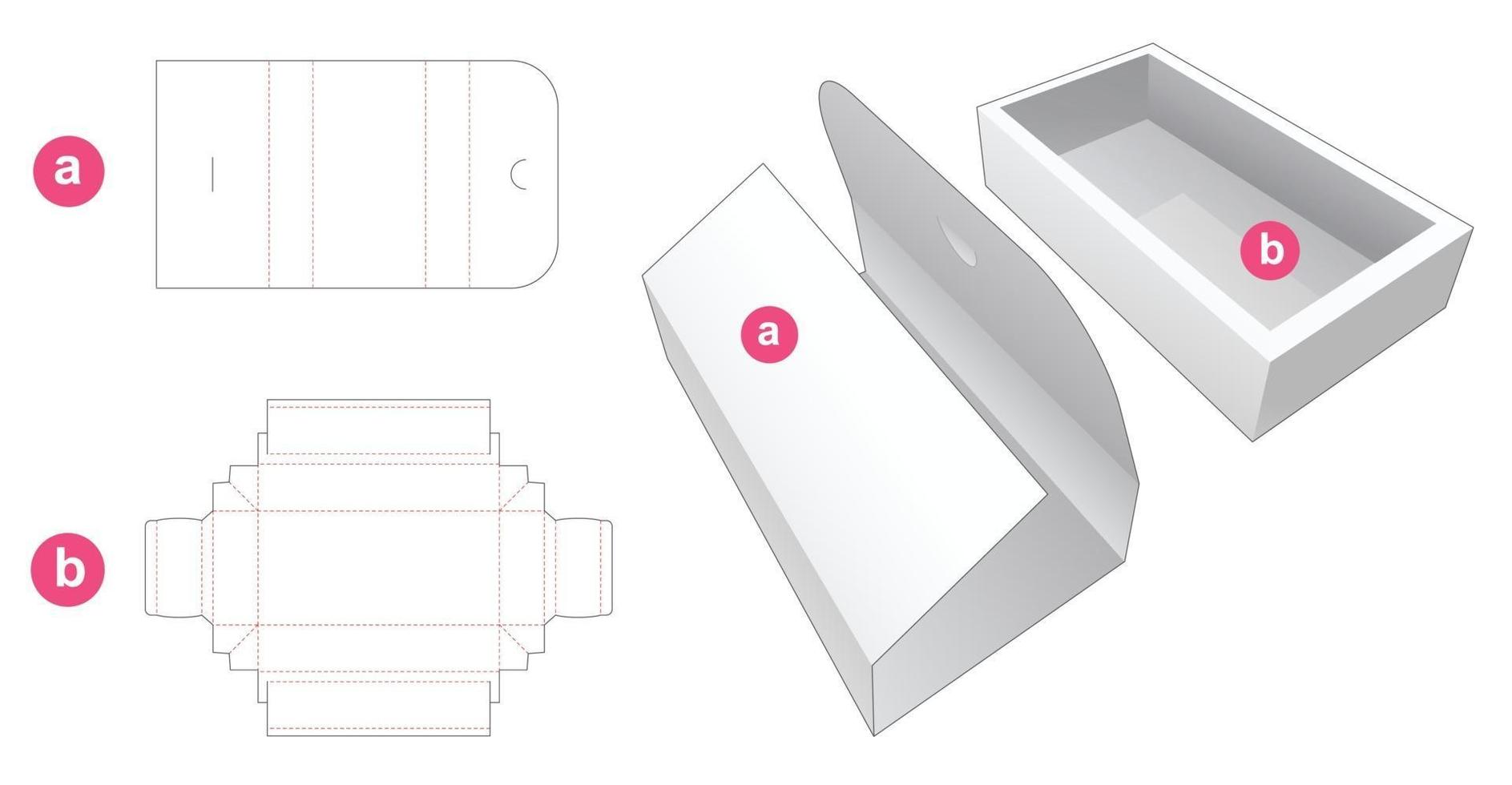 caja de bandeja con plantilla troquelada de tapa arrugada vector