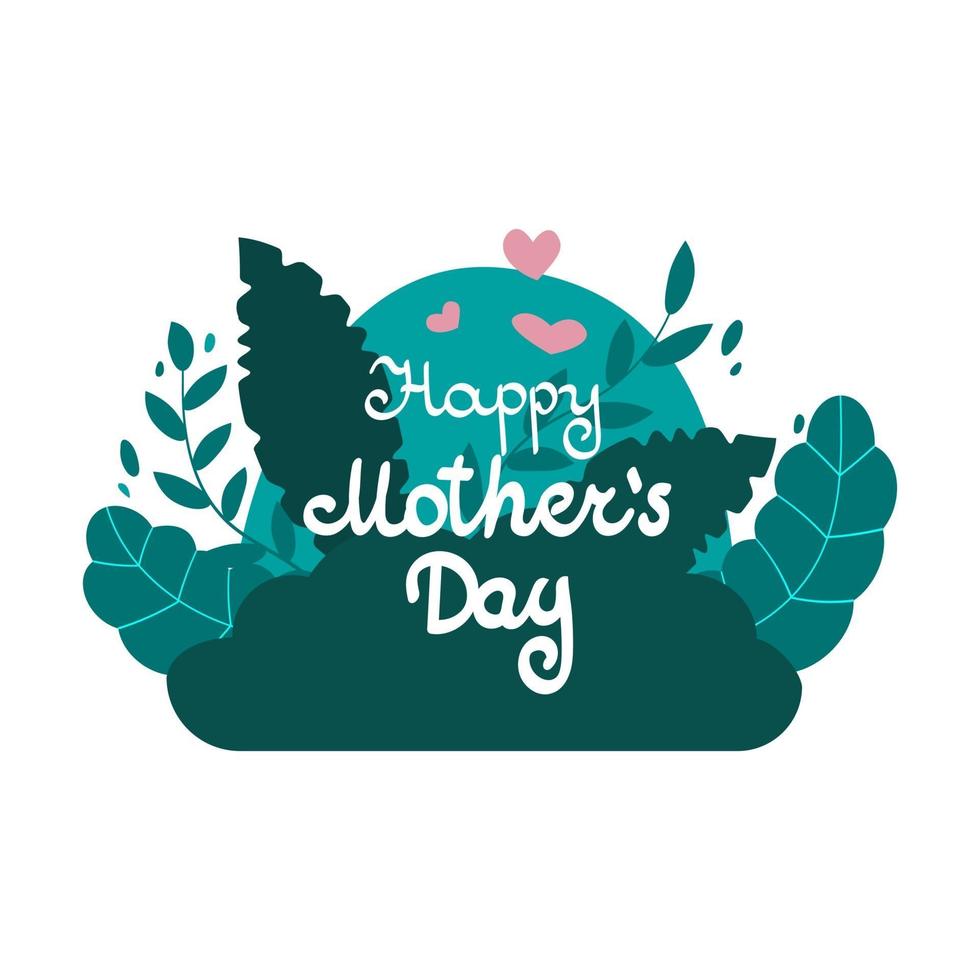 Happy Mother's Day - lettering with floral and floral elements. Vector illustration isolated on background