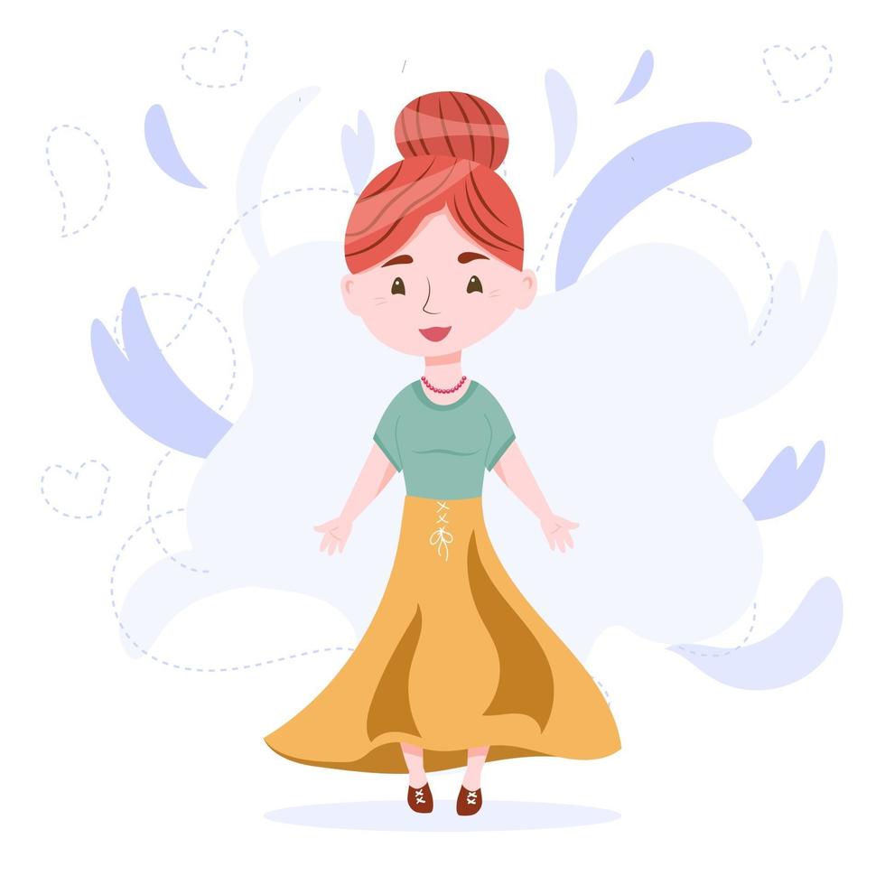 Young woman isolated on the background. Vector illustration in cartoon style