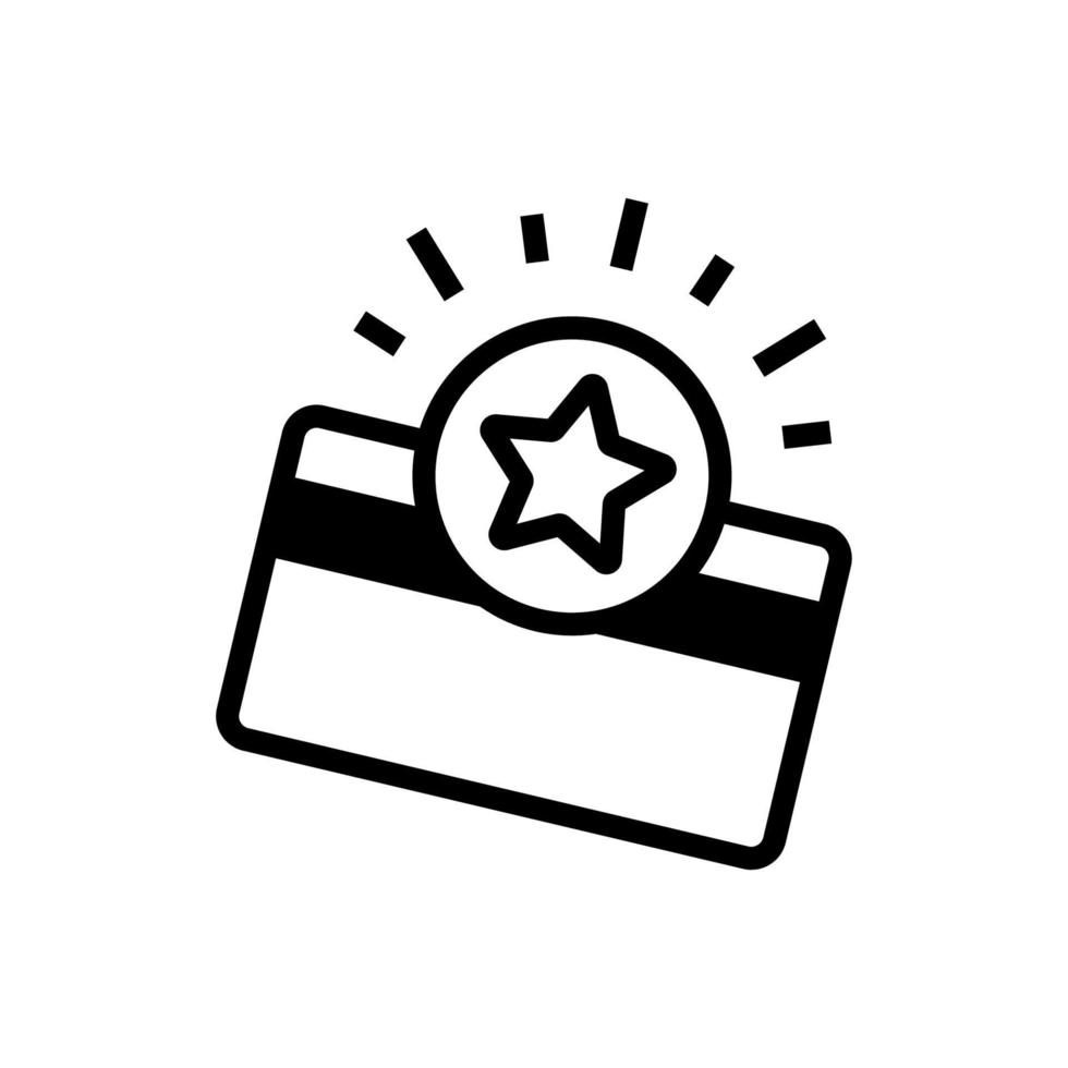 Credit card with star icon. Loyalty card line icon. Bonus points. Discount program symbol. vector