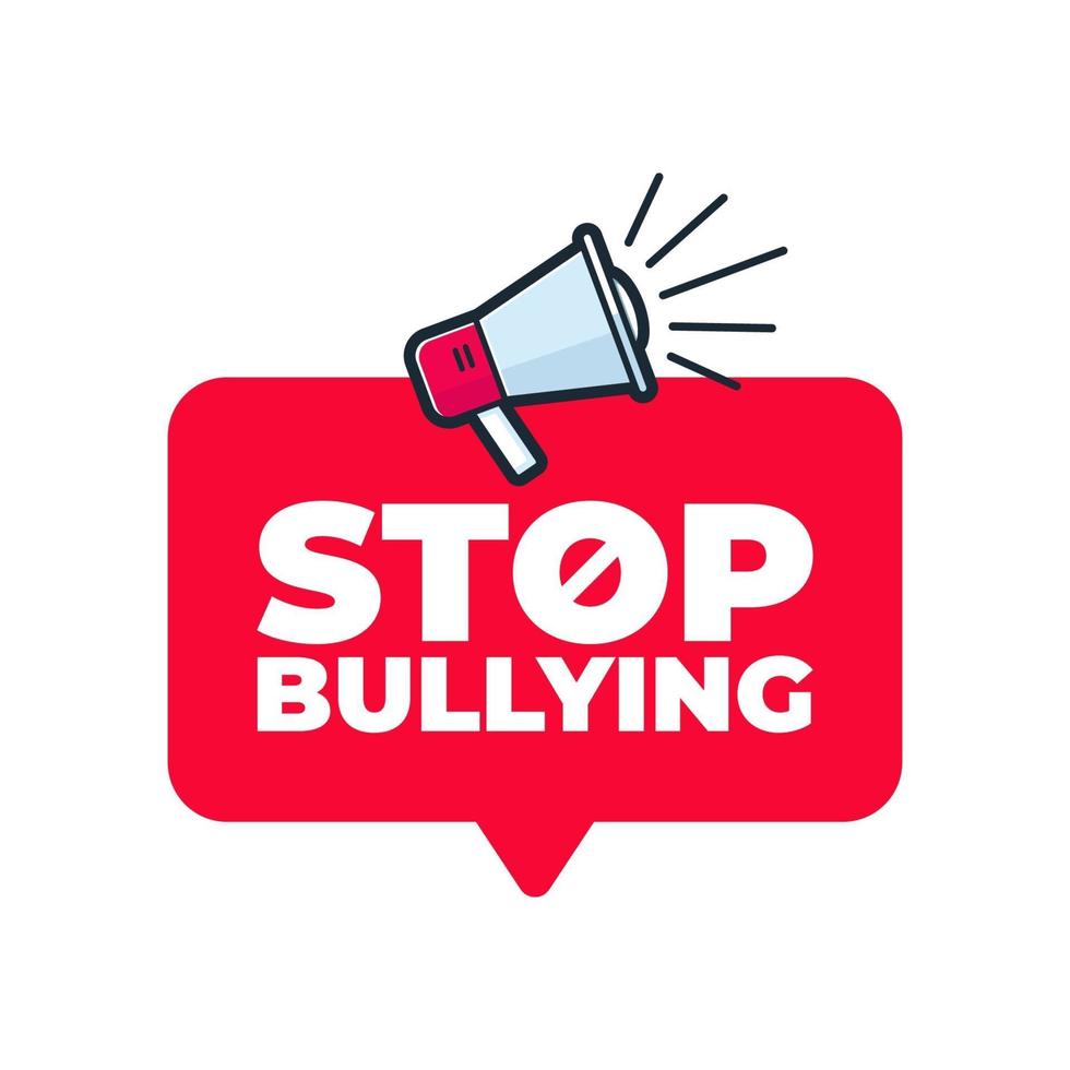 Stop bullying with megaphone. Badge with icon. vector
