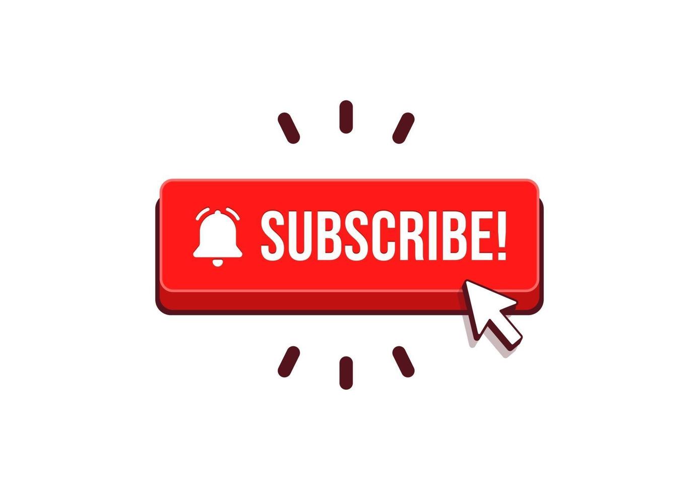 Subscribe button with arrow cursor and shadow icon vector. vector