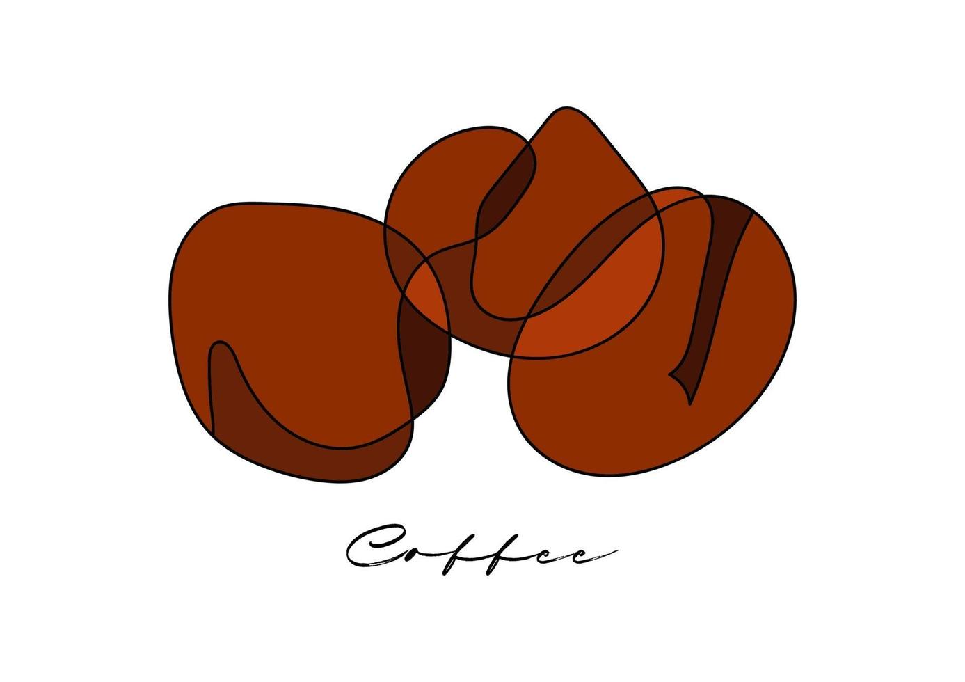 One continuous line drawing whole healthy organic coffee bean. Modern single line draw design graphic vector. vector